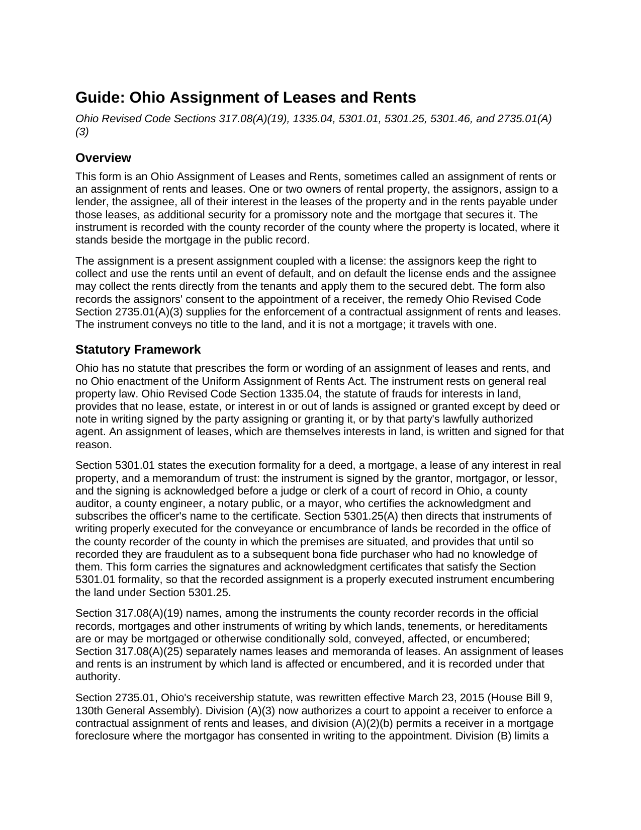 Adams County Assignment of Leases and Rents Guide