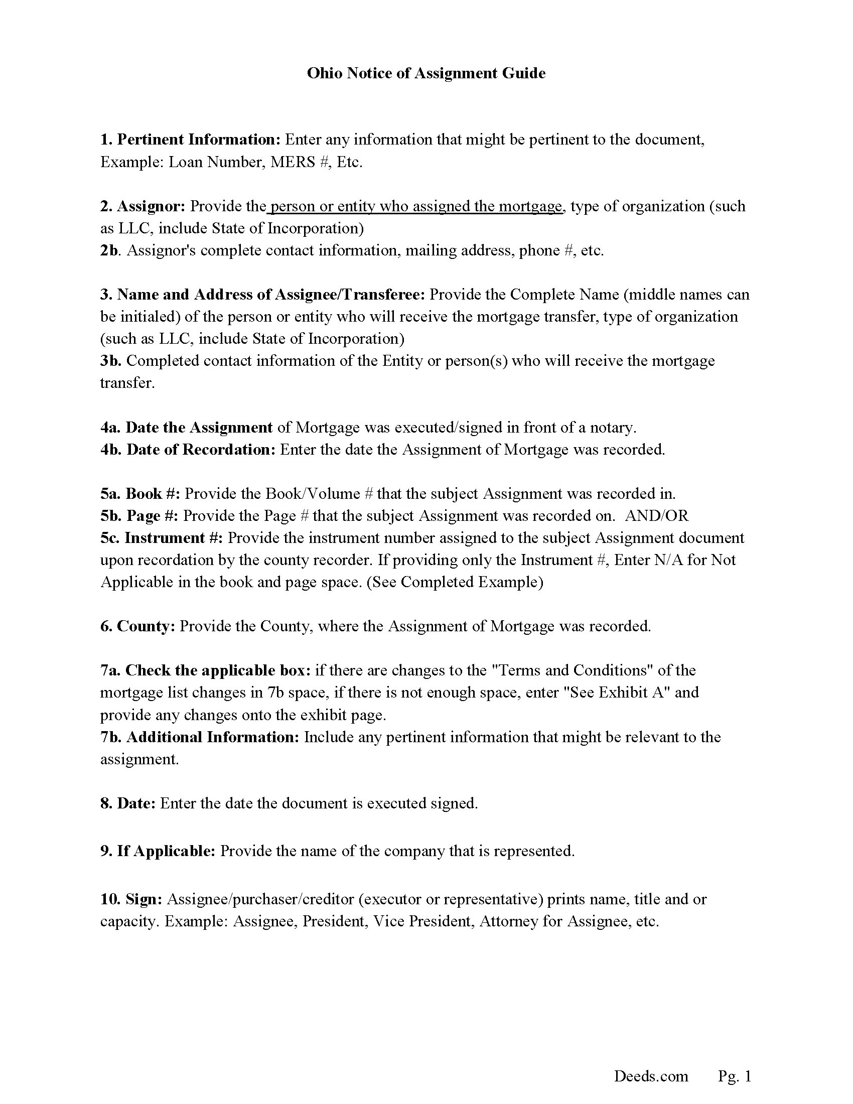 Hocking County Notice of Assignment Guidelines