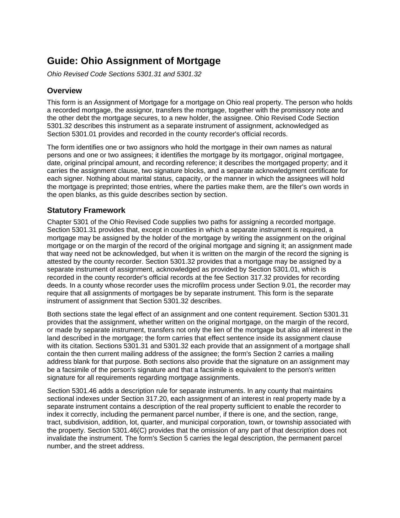 Darke County Assignment of Mortgage Guide