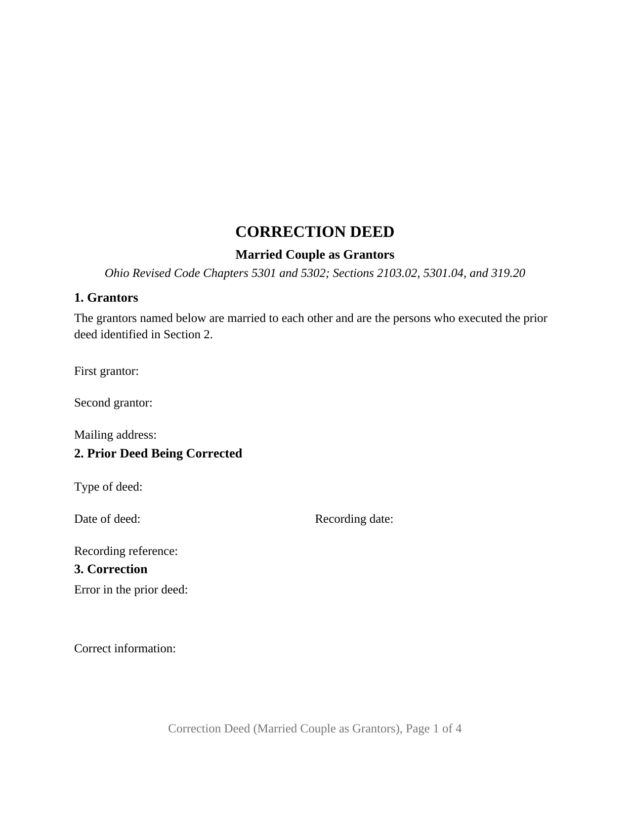 Washington County Correction Deed (Married Couple as Grantors) Form