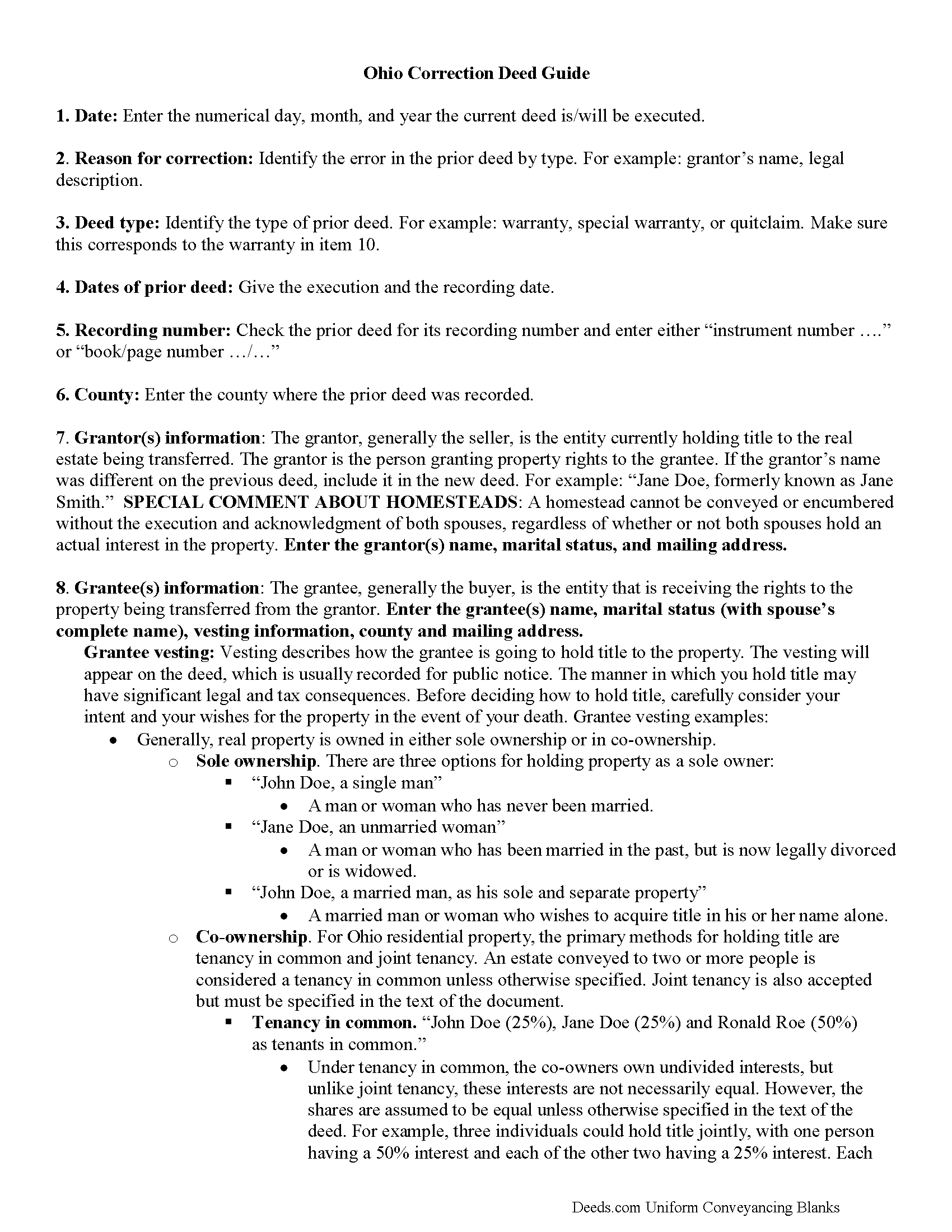 Pickaway County Correction Deed Guide