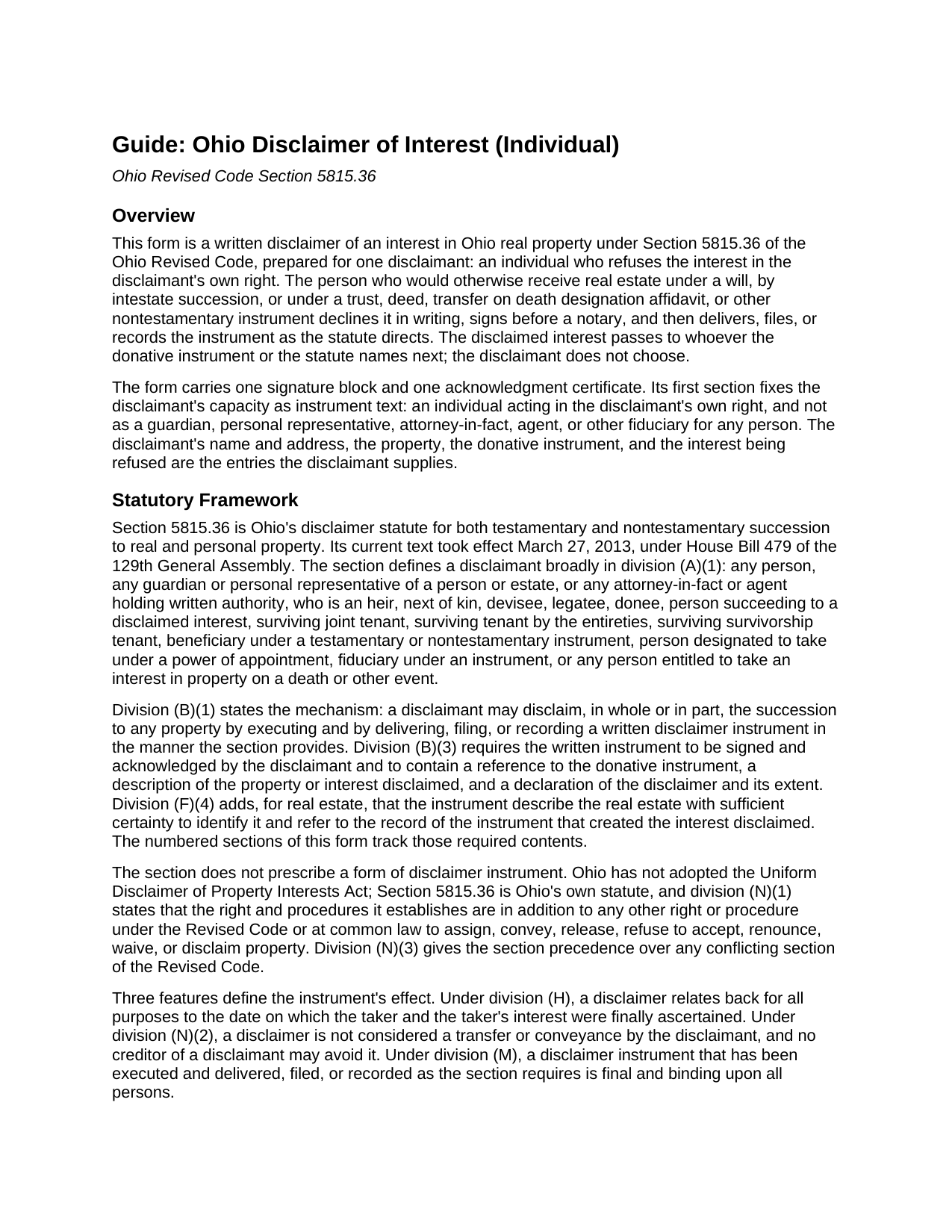Wyandot County Disclaimer of Interest (Individual) Guide