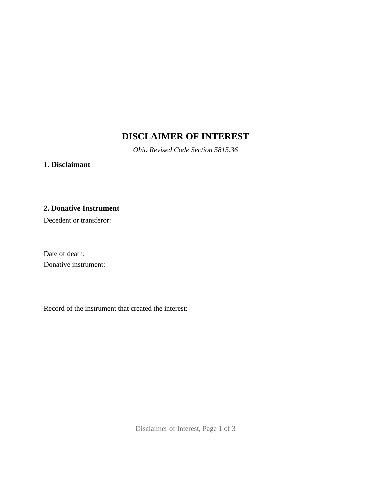 Lucas County Disclaimer of Interest Form