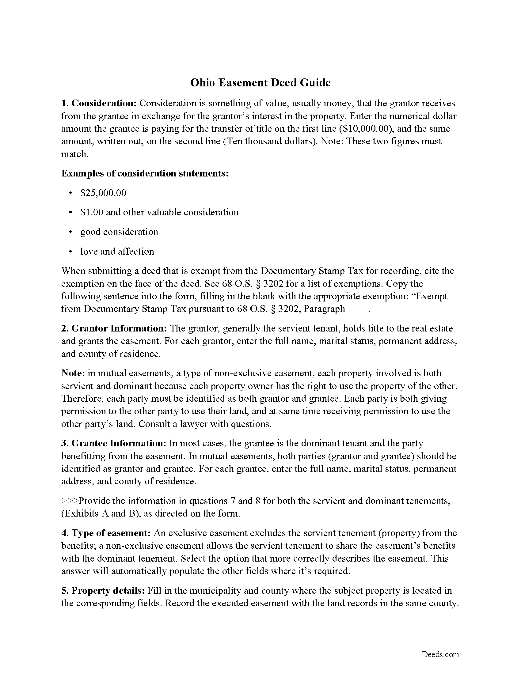 Vinton County Easement Deed Guide