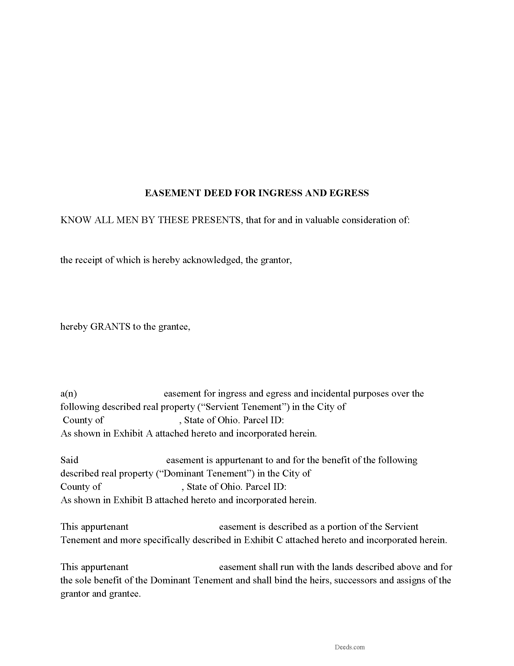 Vinton County Easement Deed Form