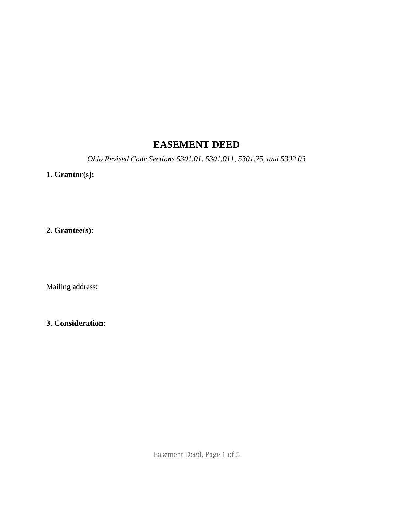 Lucas County Easement Deed Form