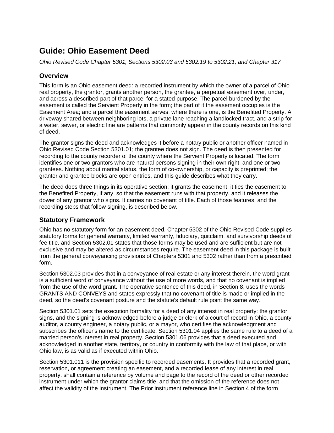 Lucas County Easement Deed Guide