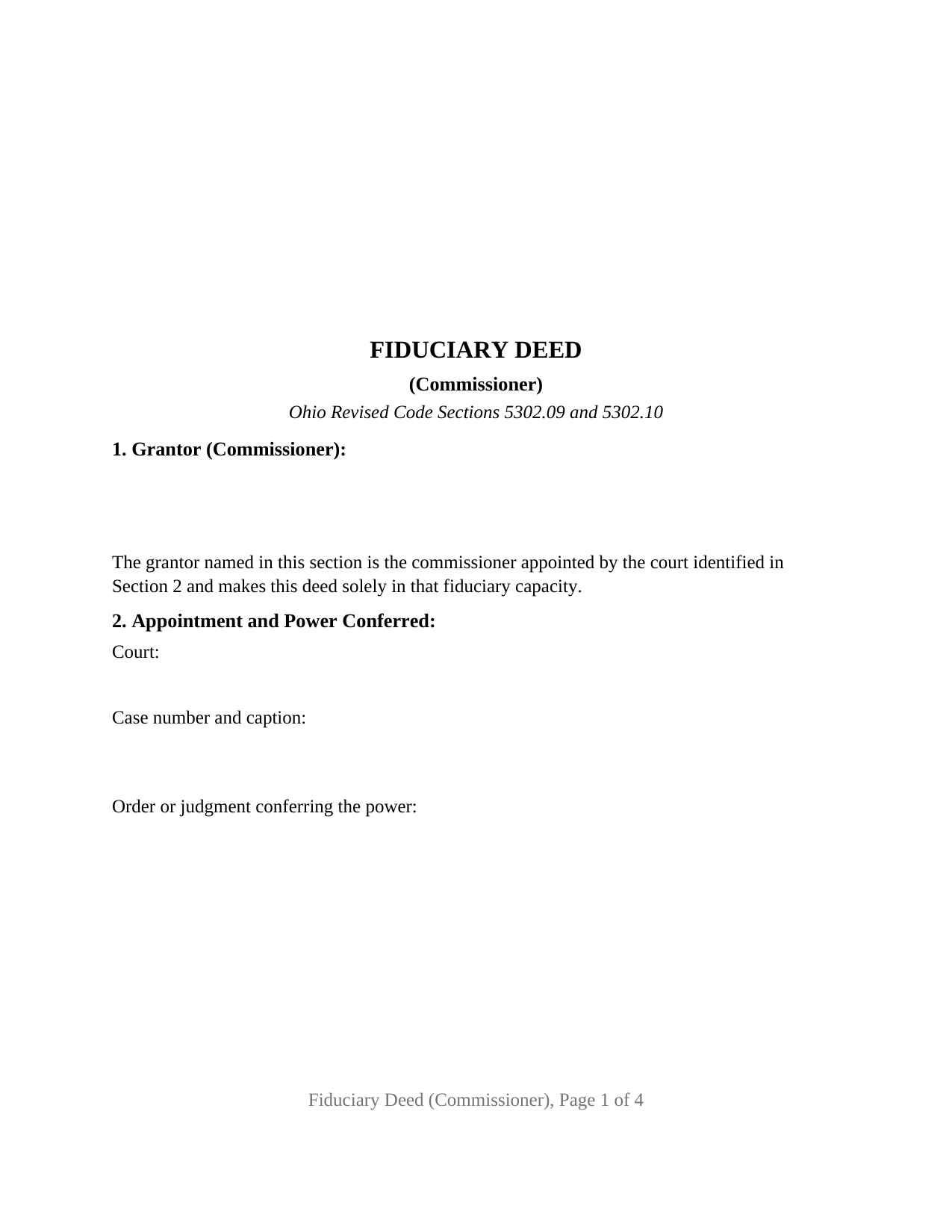 Miami County Fiduciary Deed (Commissioner) Form