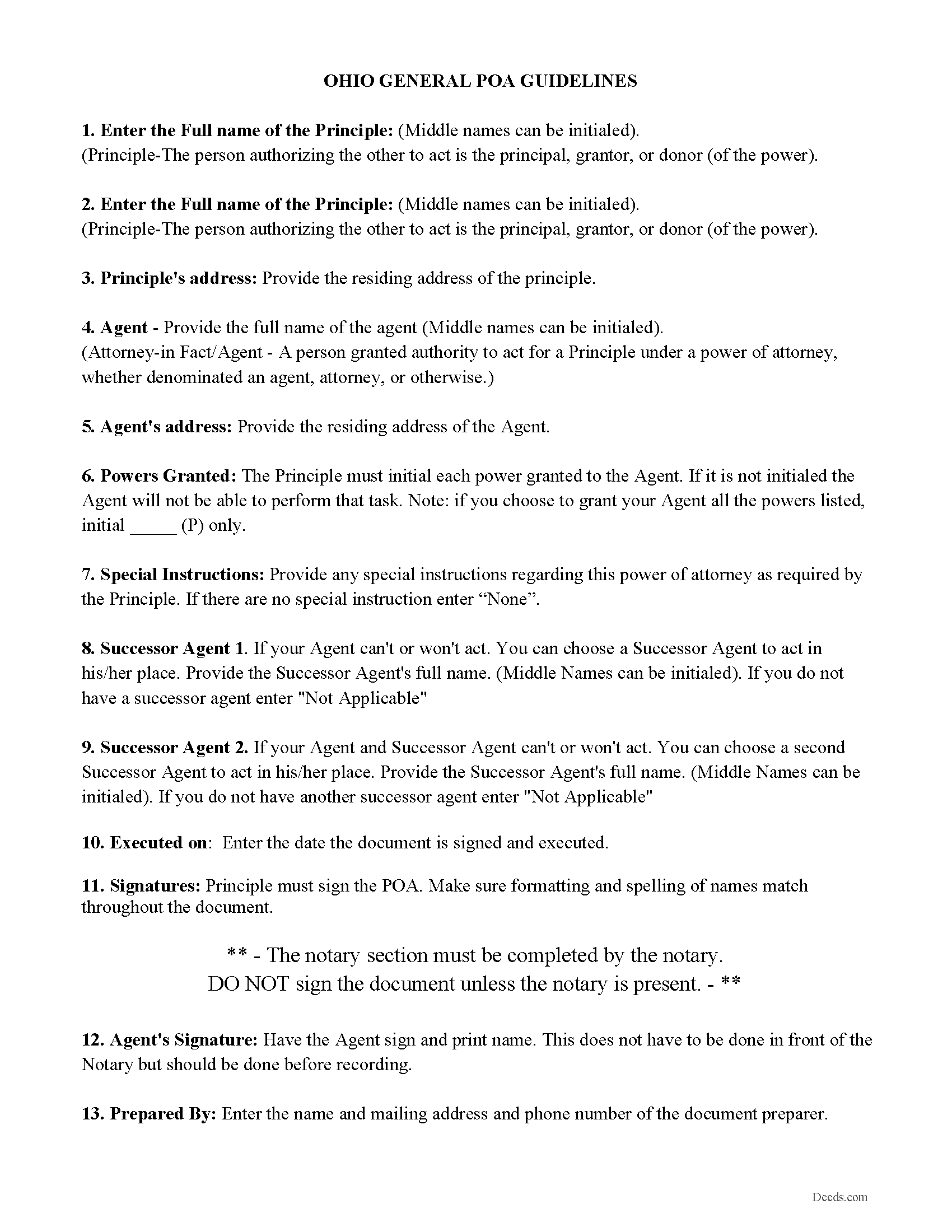 Hocking County General POA Guidelines