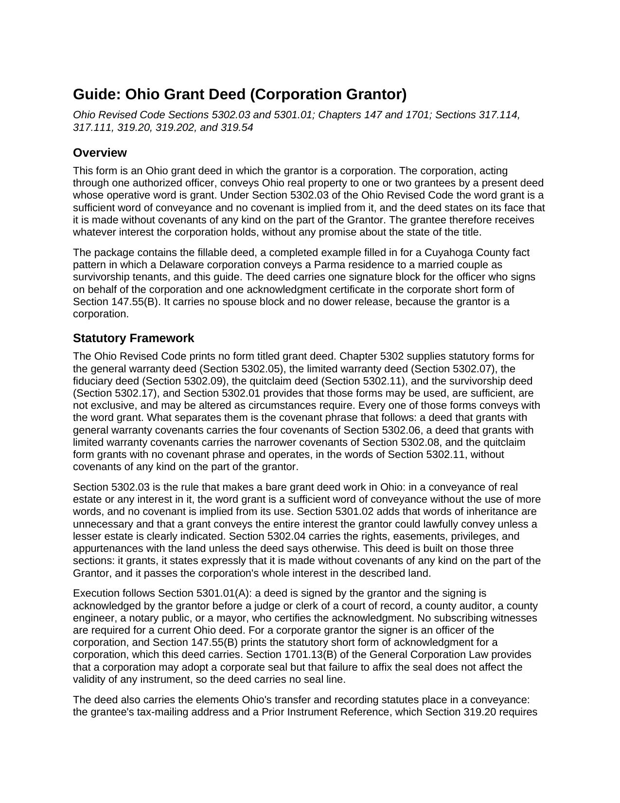 Clark County Grant Deed (Corporation Grantor) Guide