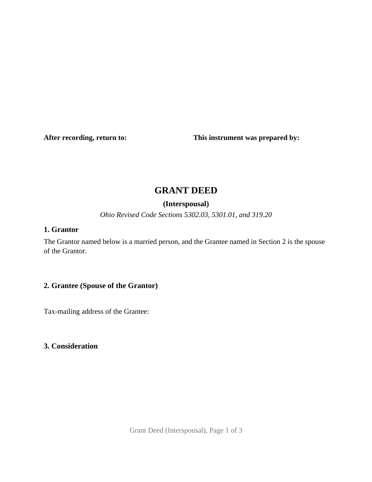 Clark County Grant Deed (Interspousal) Form