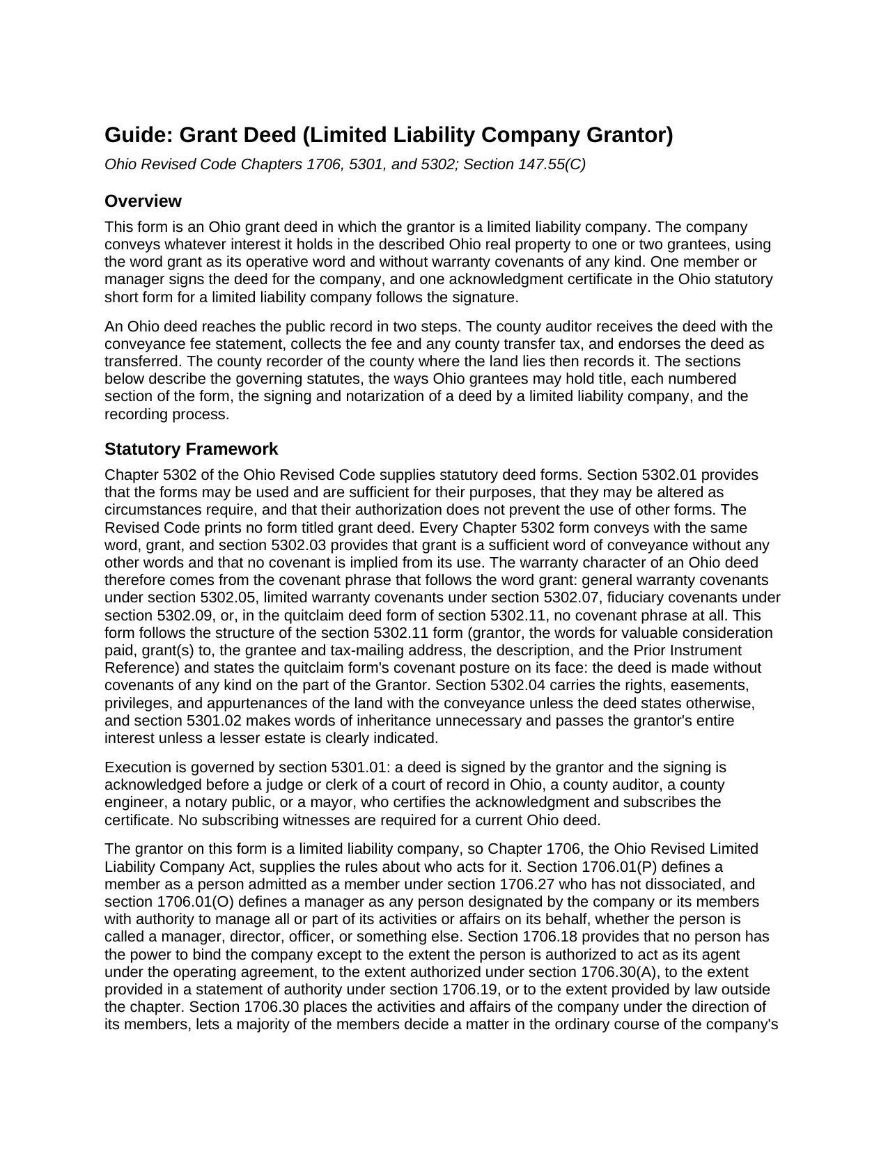 Clark County Grant Deed (LLC Grantor) Guide