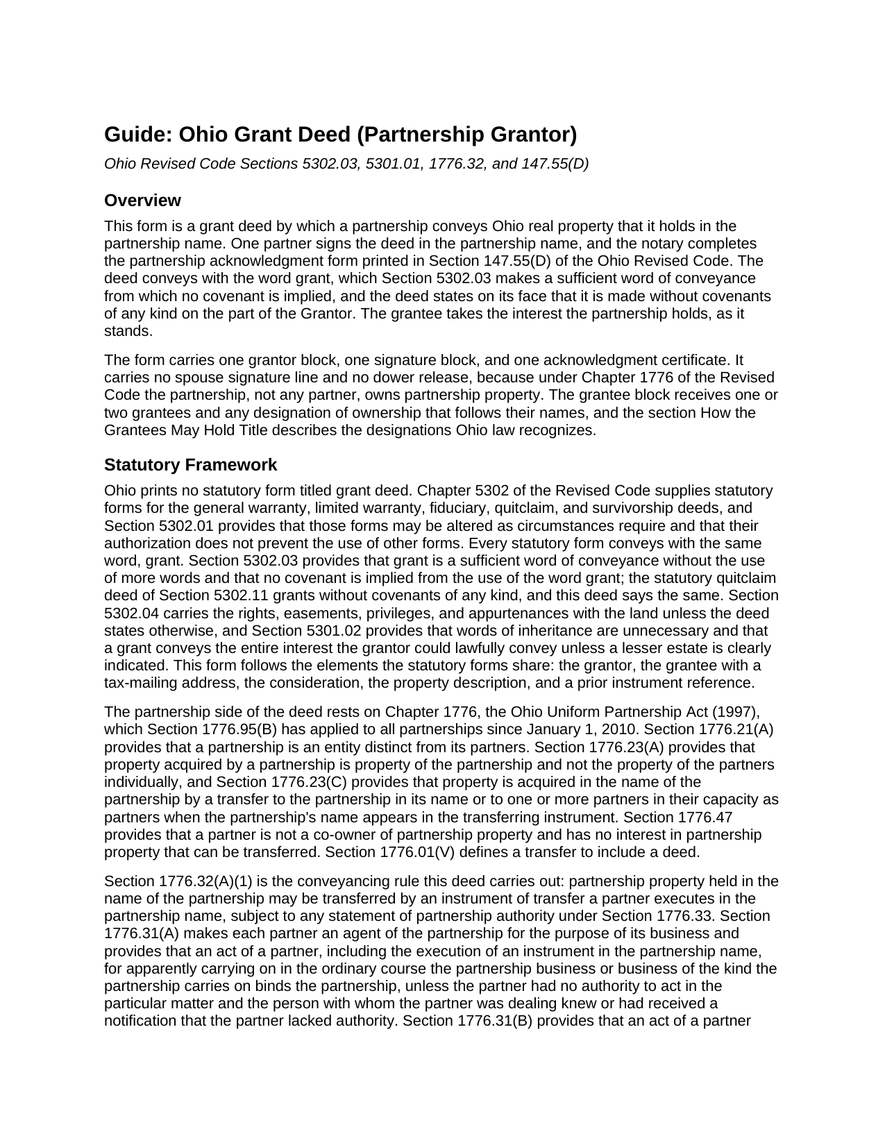 Clark County Grant Deed (Partnership Grantor) Guide