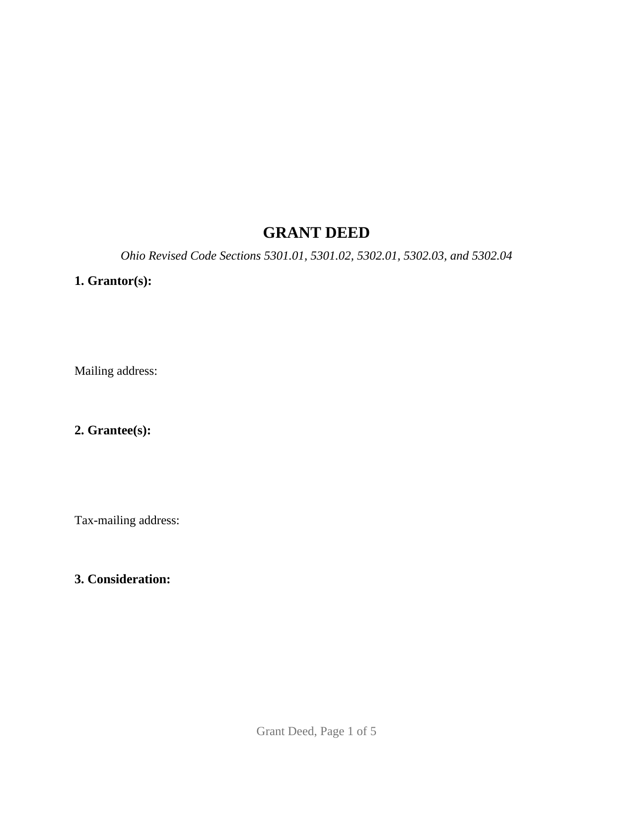 Guernsey County Grant Deed Form