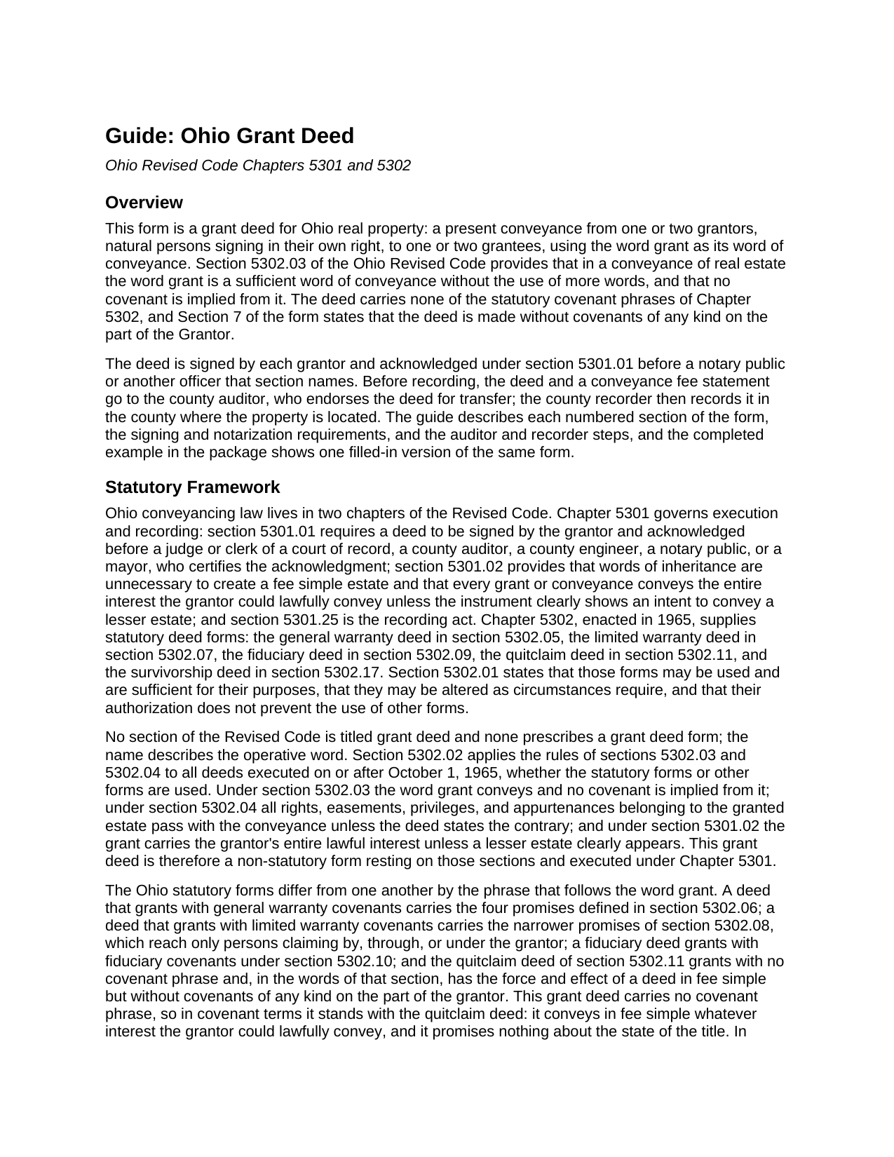 Guernsey County Grant Deed Guide