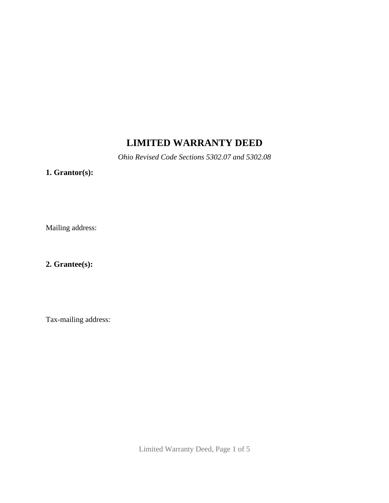 Fulton County Limited Warranty Deed Form