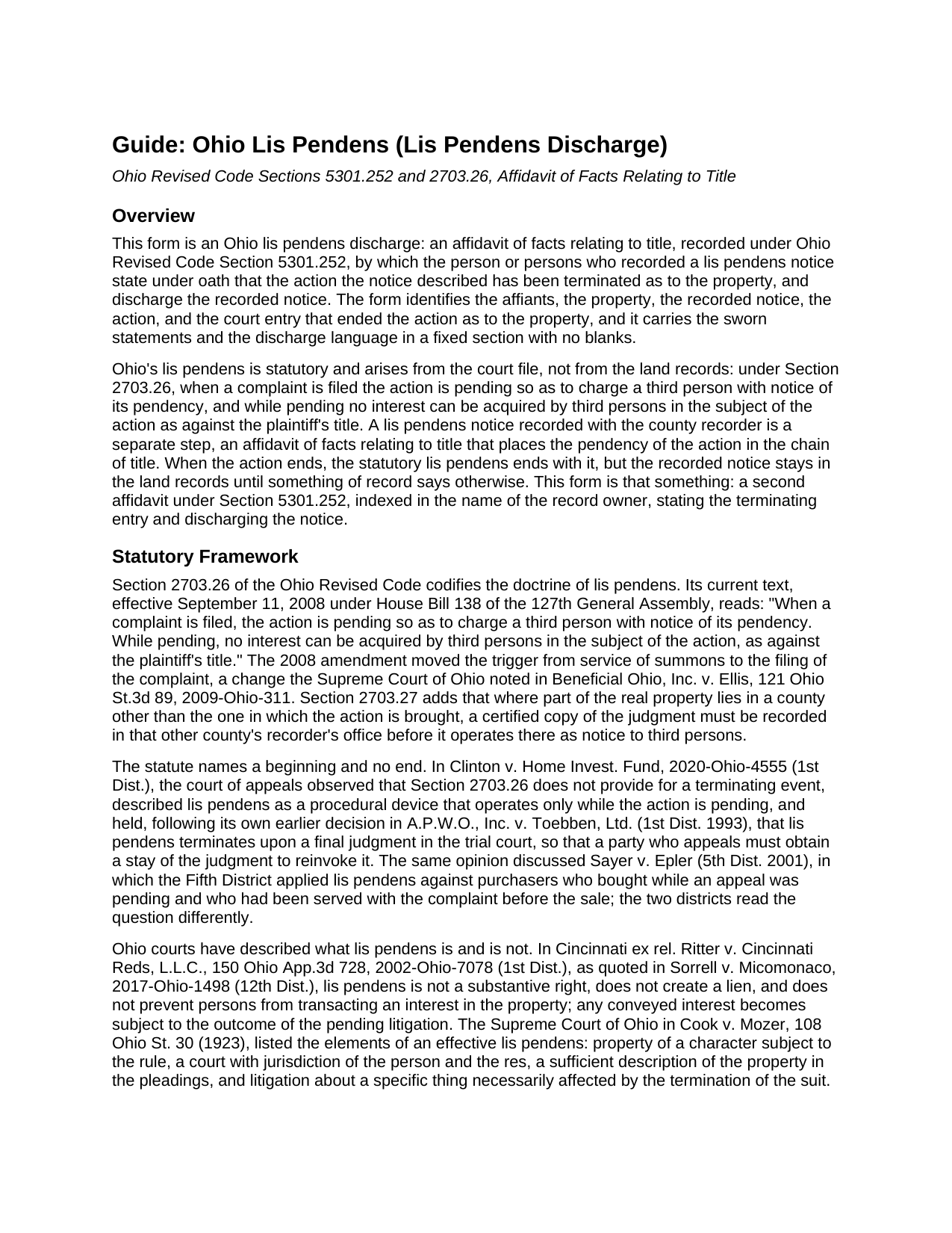 Gallia County Lis Pendens Discharge Guide