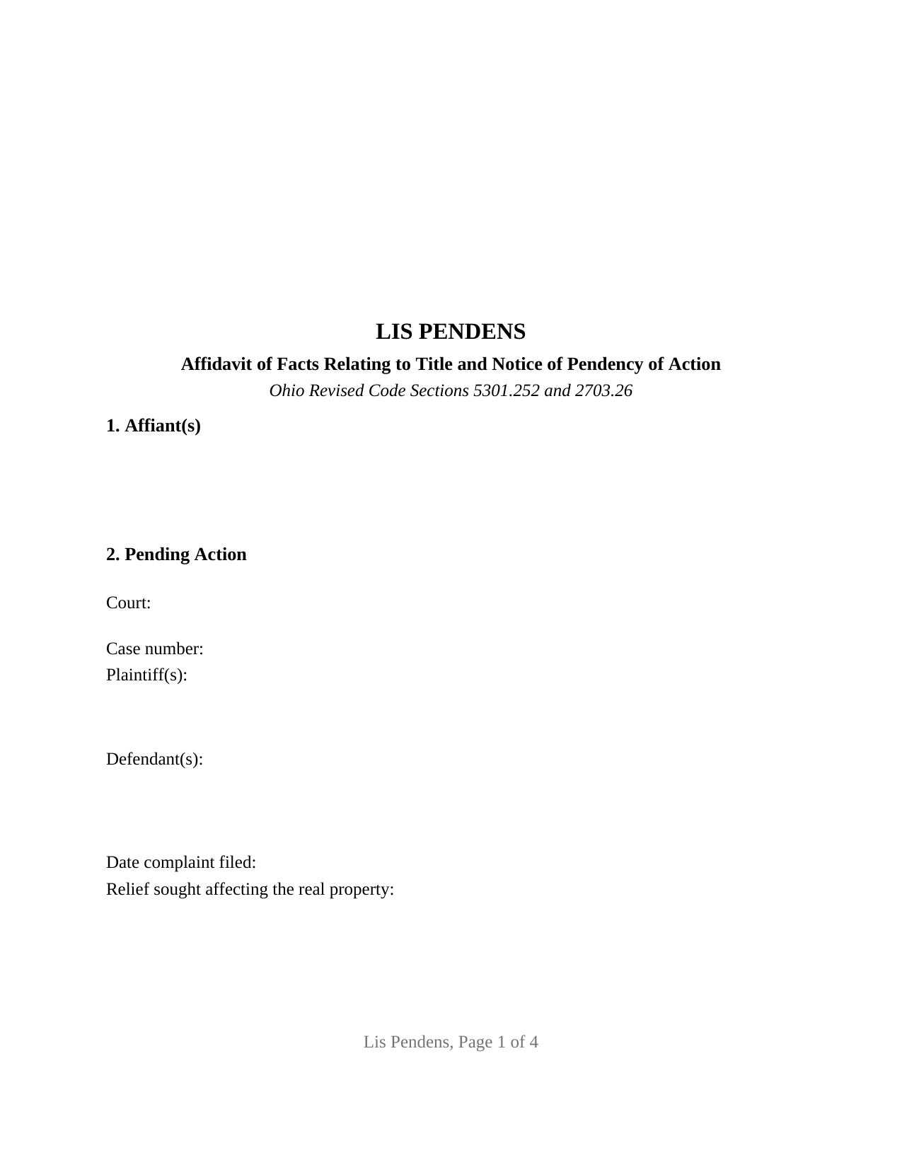 Gallia County Lis Pendens Form