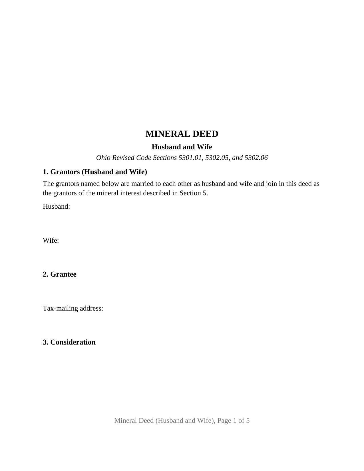 Erie County Mineral Deed (Husband and Wife) Form