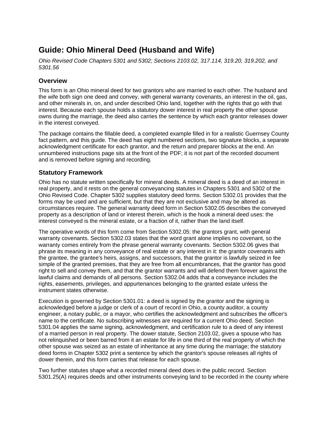 Erie County Mineral Deed (Husband and Wife) Guide