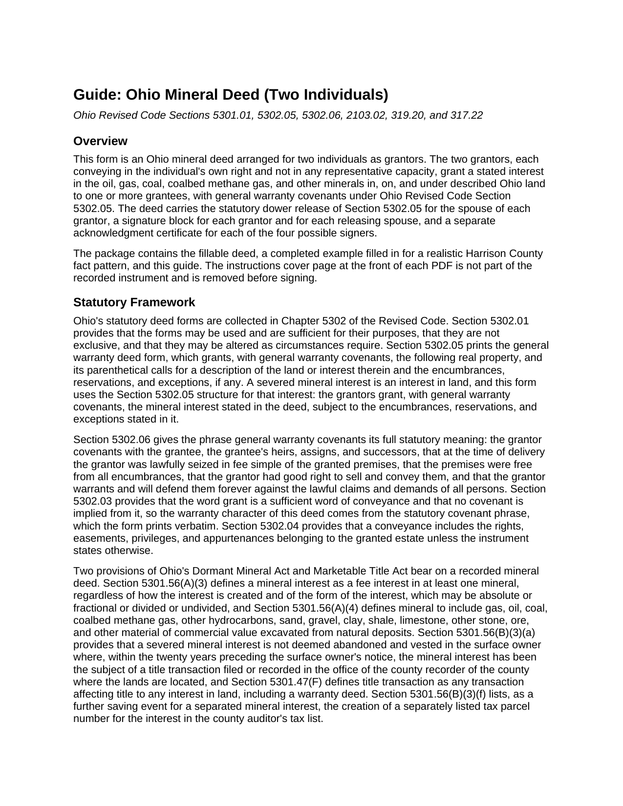 Clinton County Mineral Deed (Two Individuals) Guide