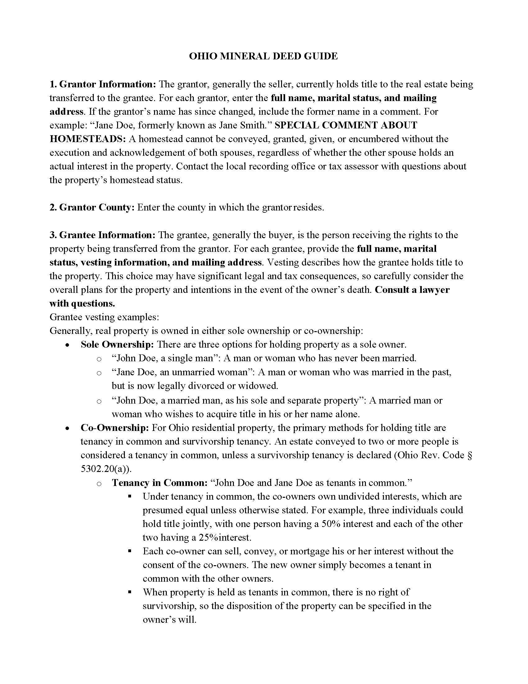 Hocking County Mineral Deed with Quitclaim Covenants Guide