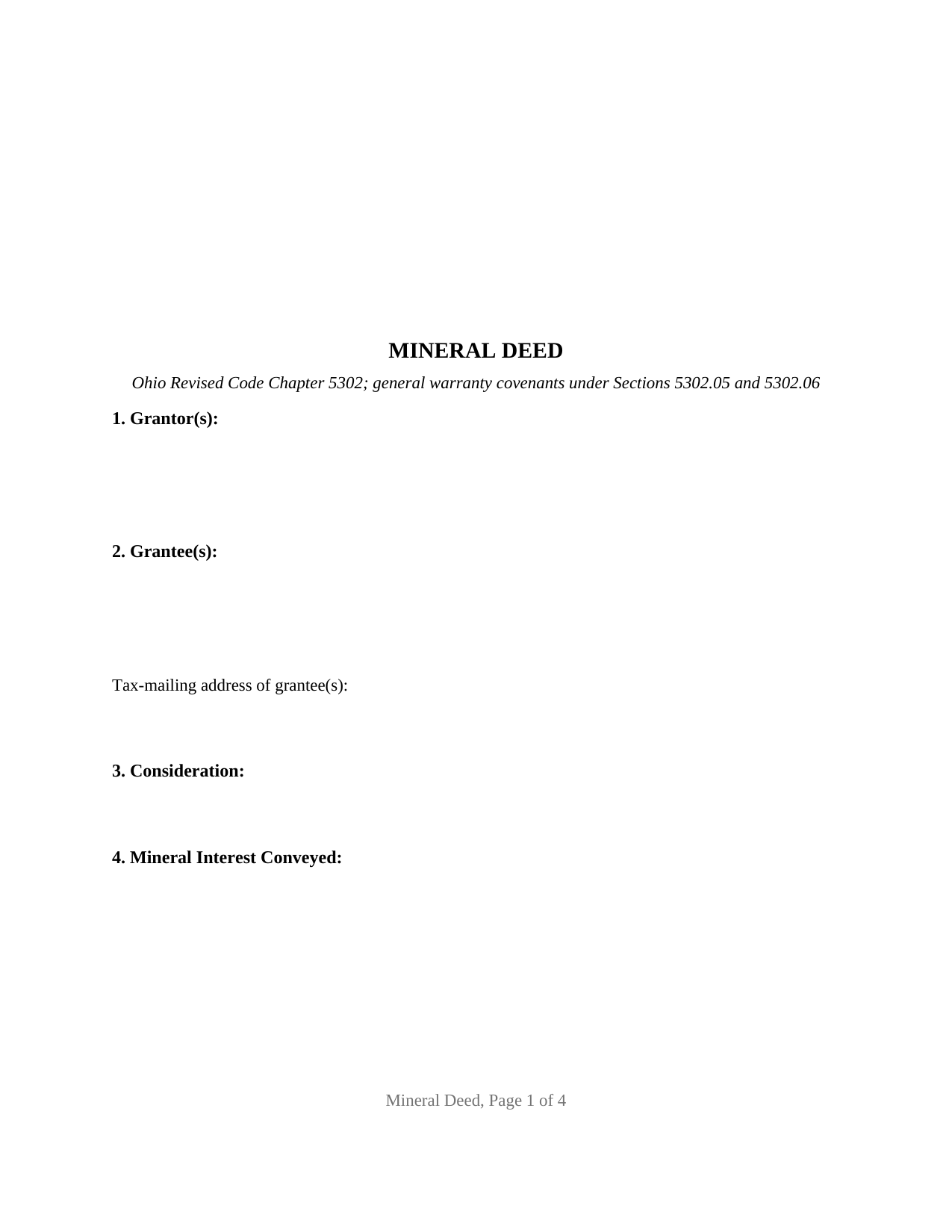 Belmont County Mineral Deed Form