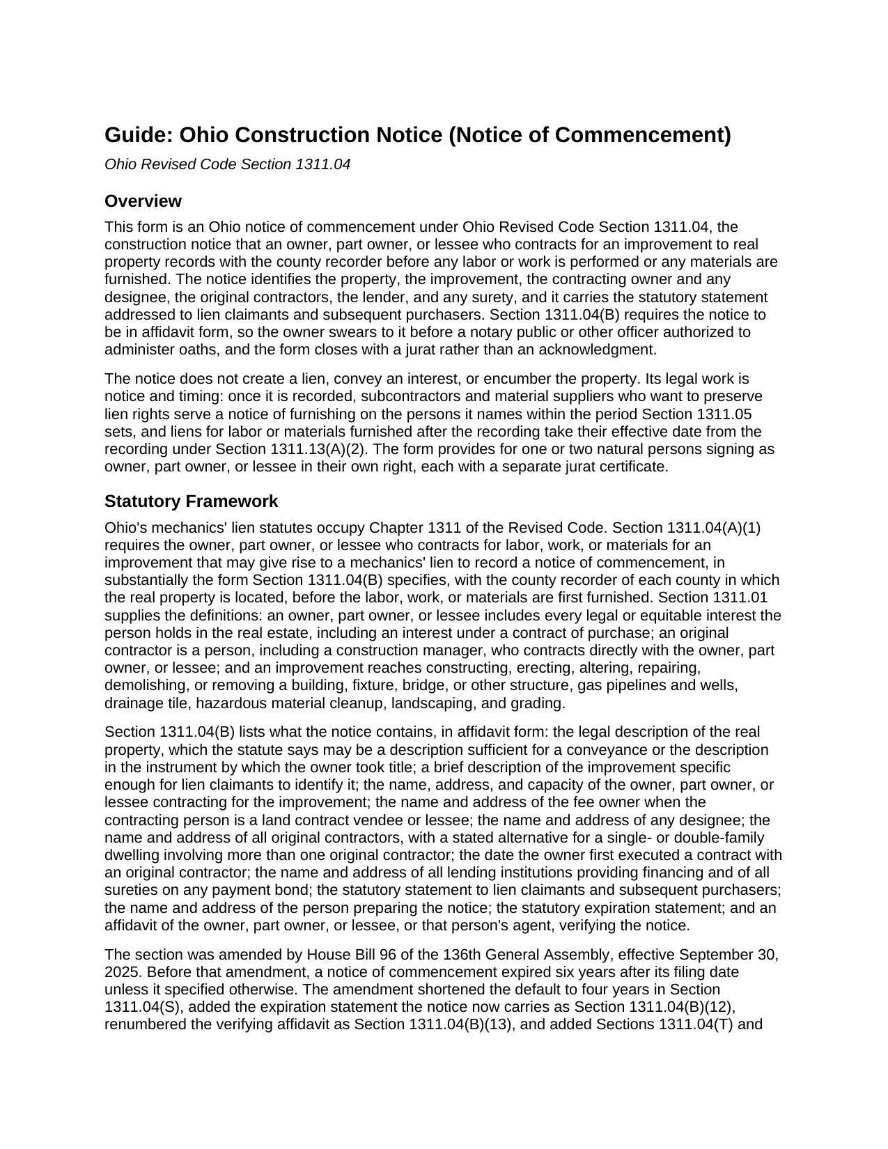 Belmont County Notice of Commencement Guide