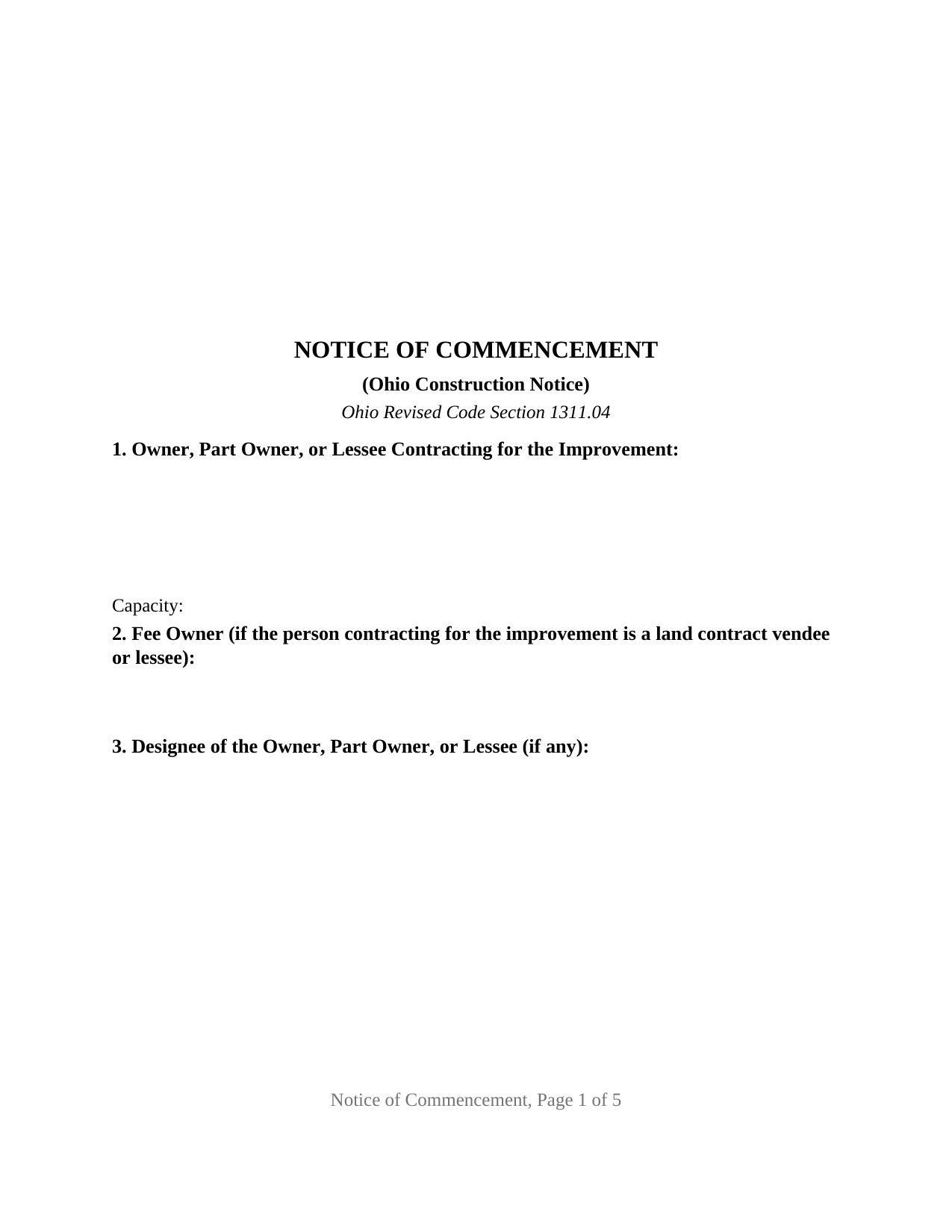 Belmont County Notice of Commencement Form