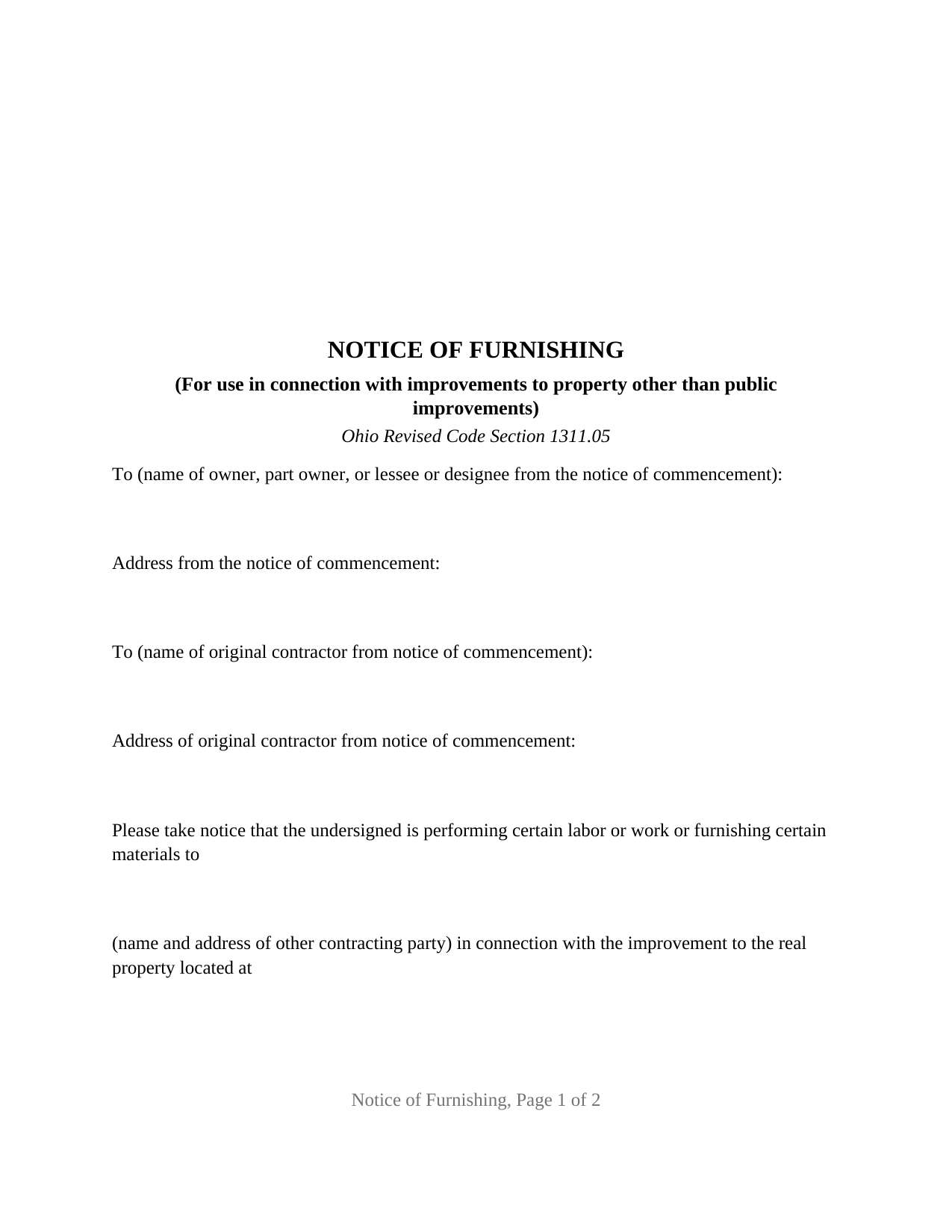 Guernsey County Notice of Furnishing Form