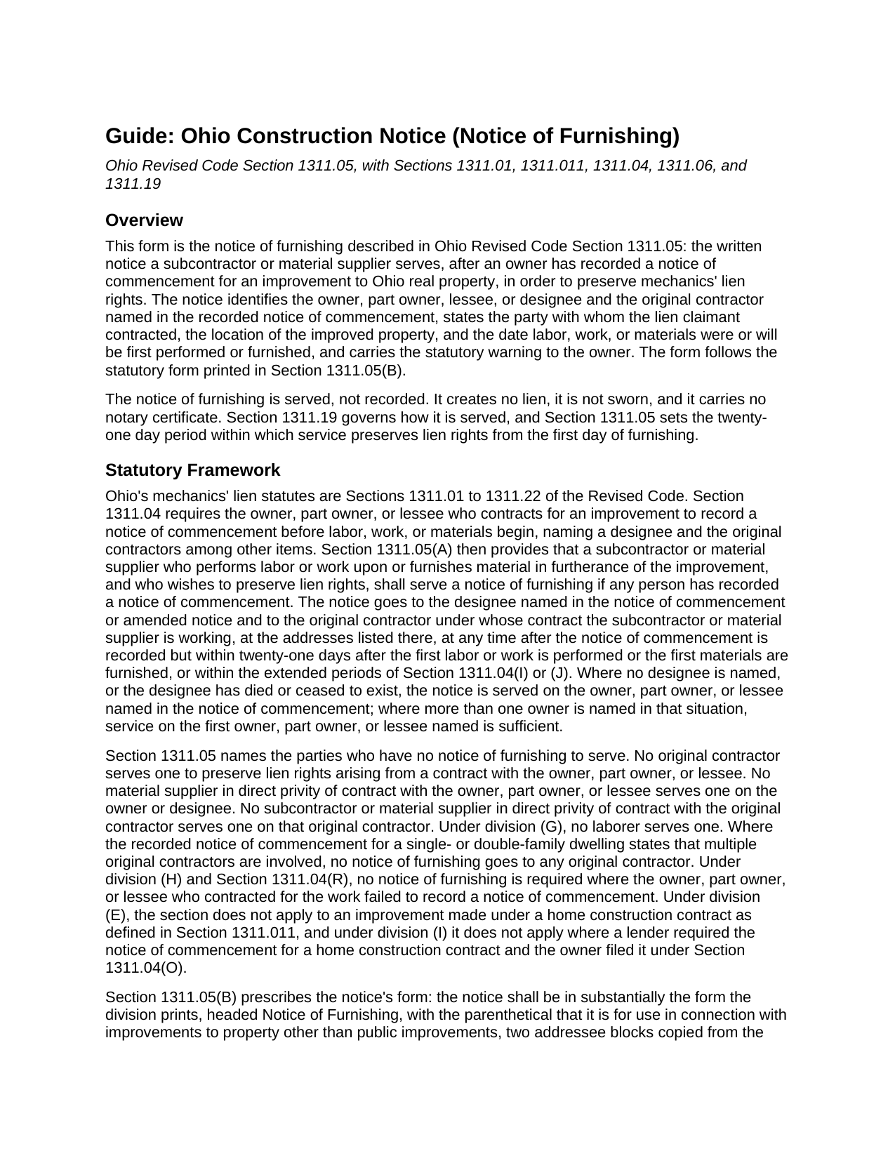 Guernsey County Notice of Furnishing Guide