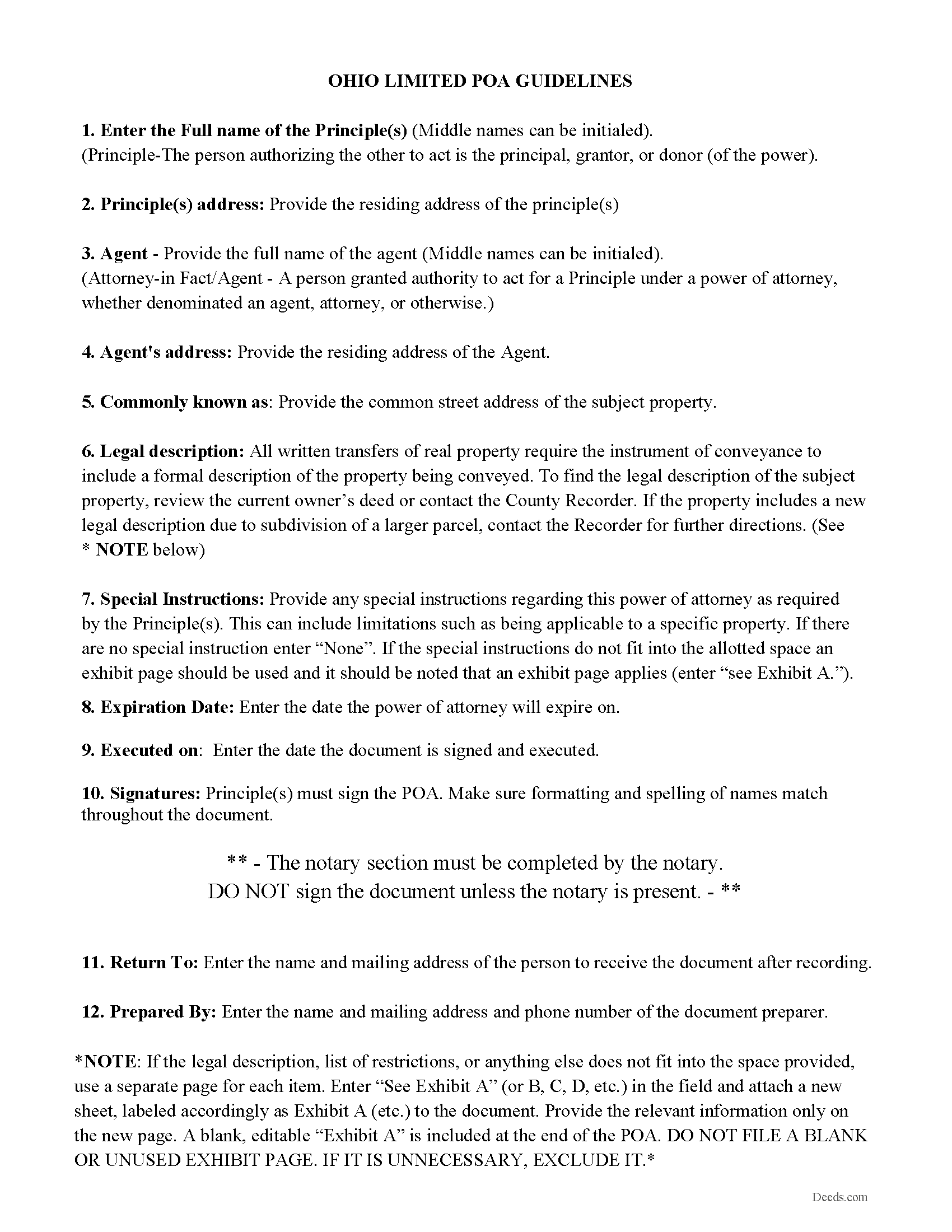 Hocking County Limited POA Guidelines