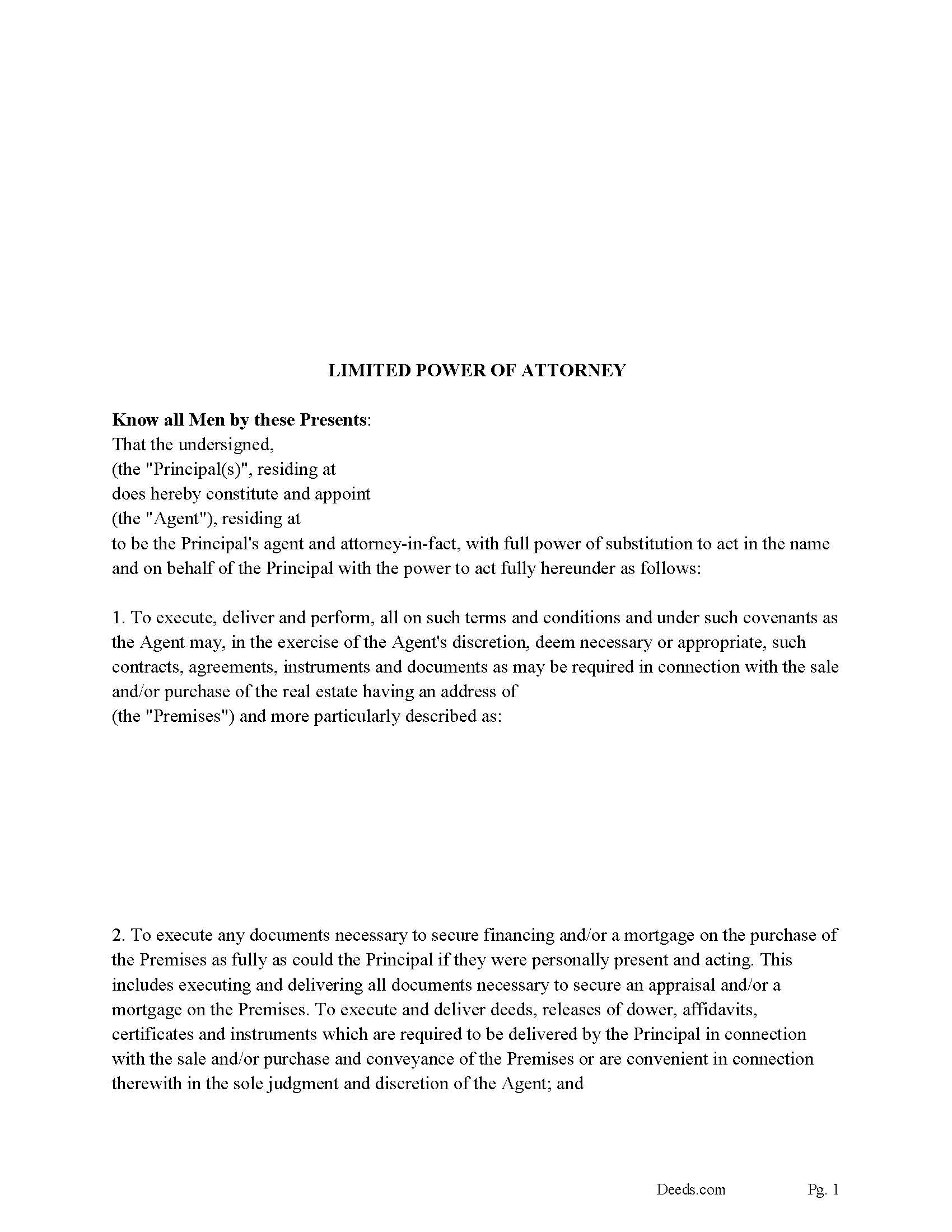 Hocking County Limited Power of Attorney Form