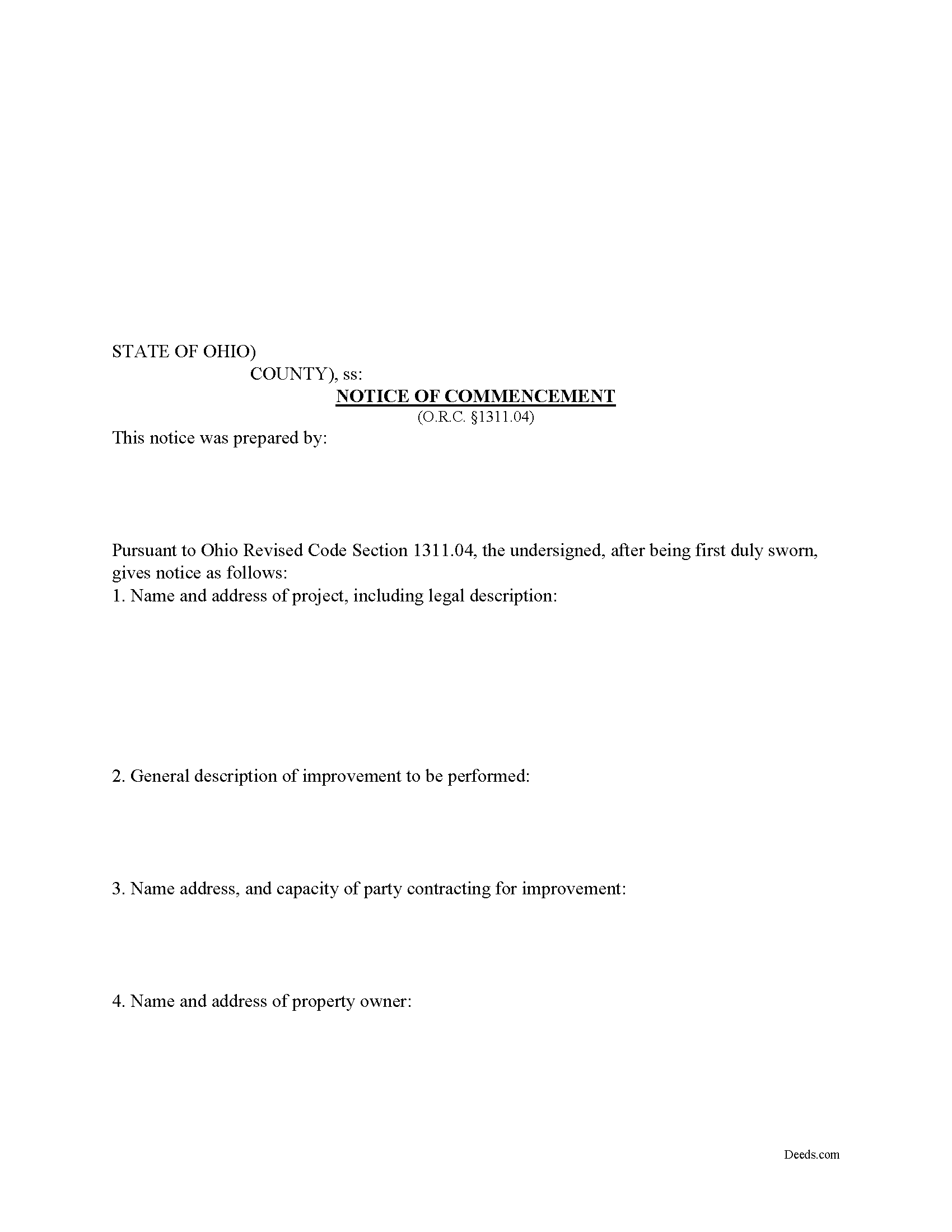 Ohio Notice of Commencement Image