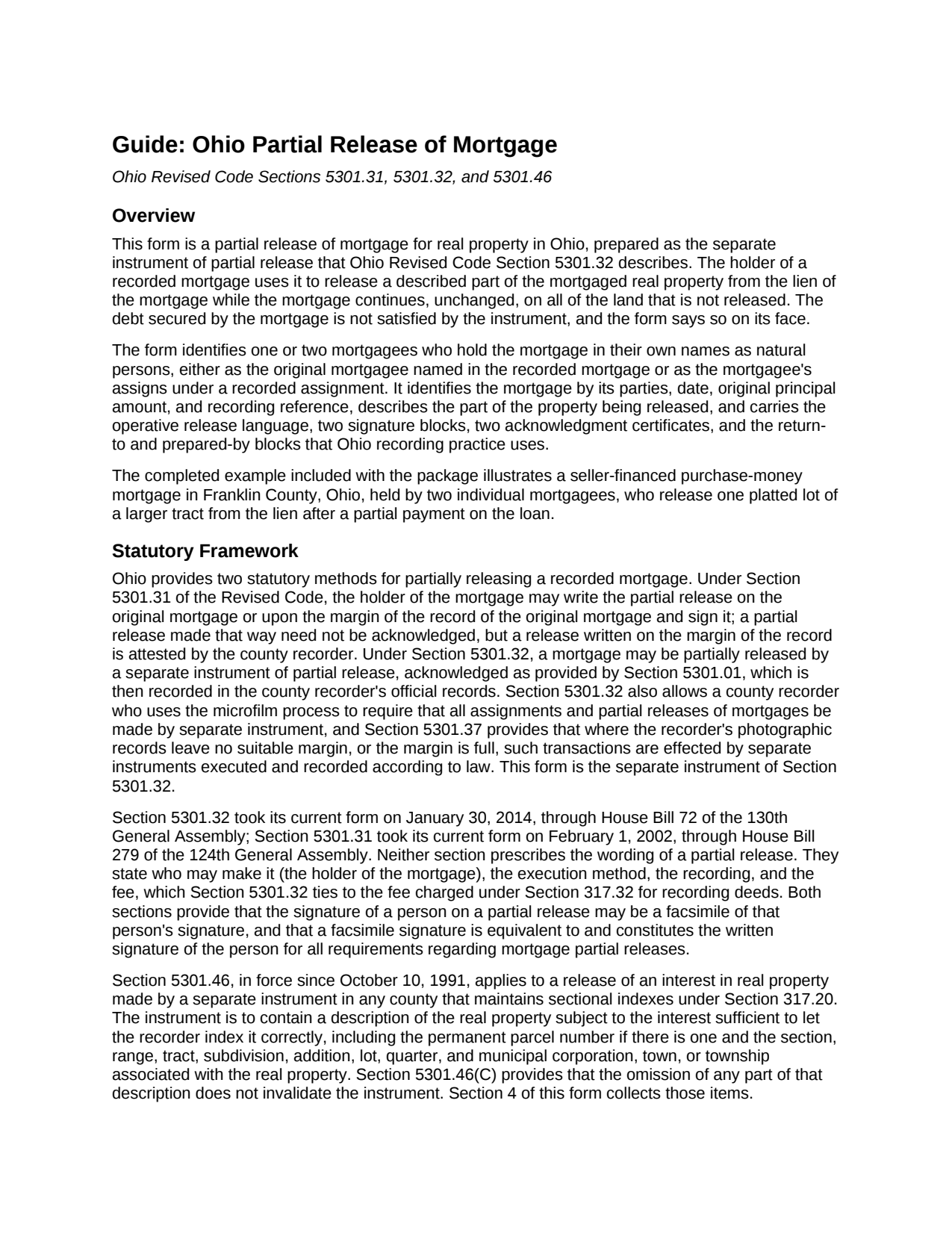 Darke County Partial Release of Mortgage Guide