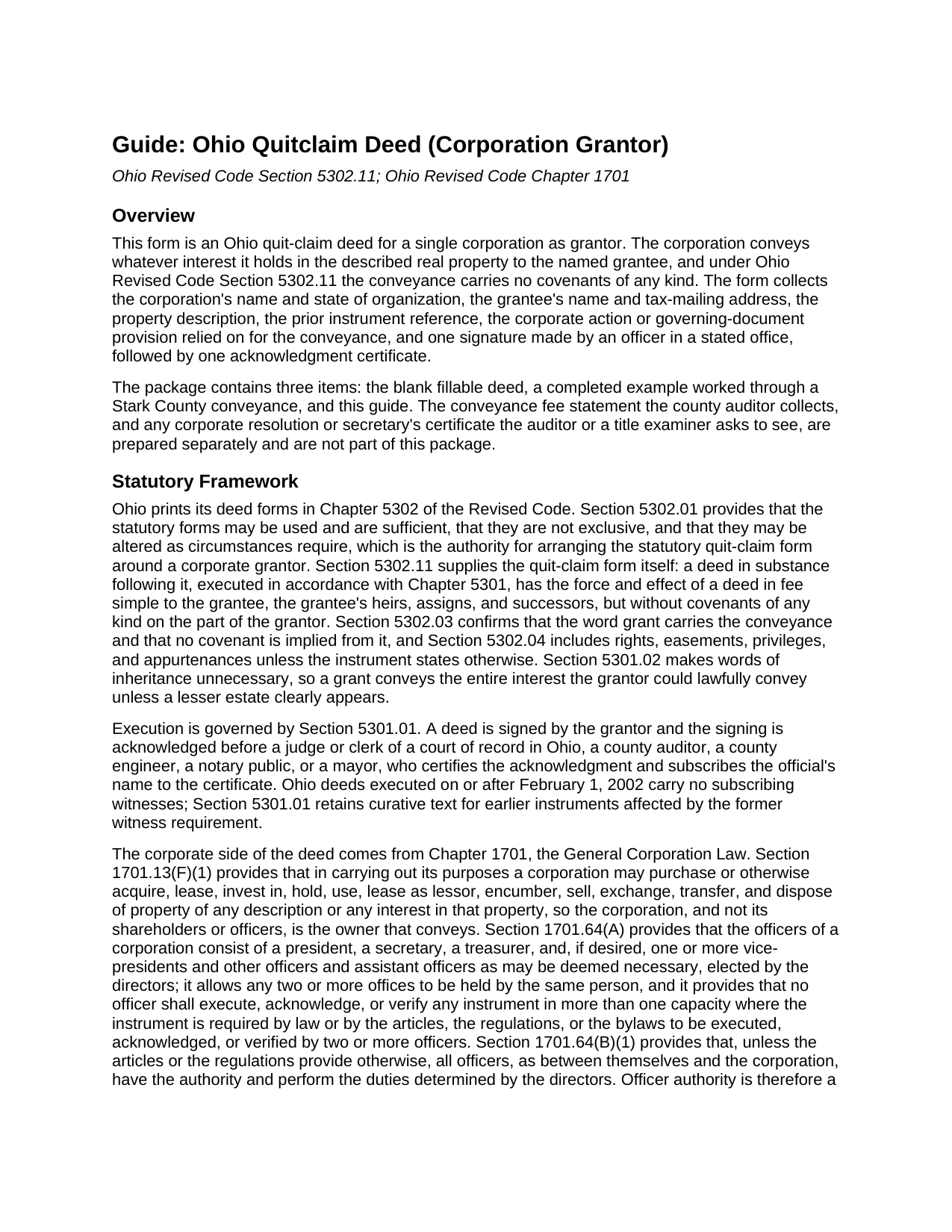 Erie County Quitclaim Deed (Corporation Grantor) Guide