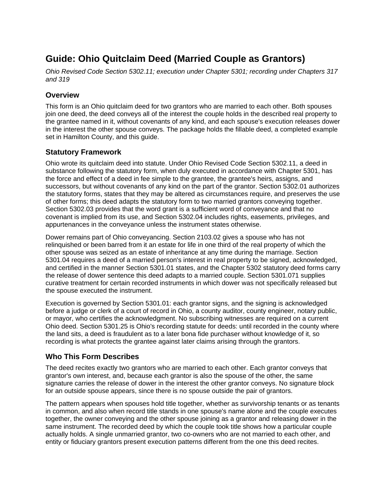Pike County Quitclaim Deed (Married Couple as Grantors) Guide