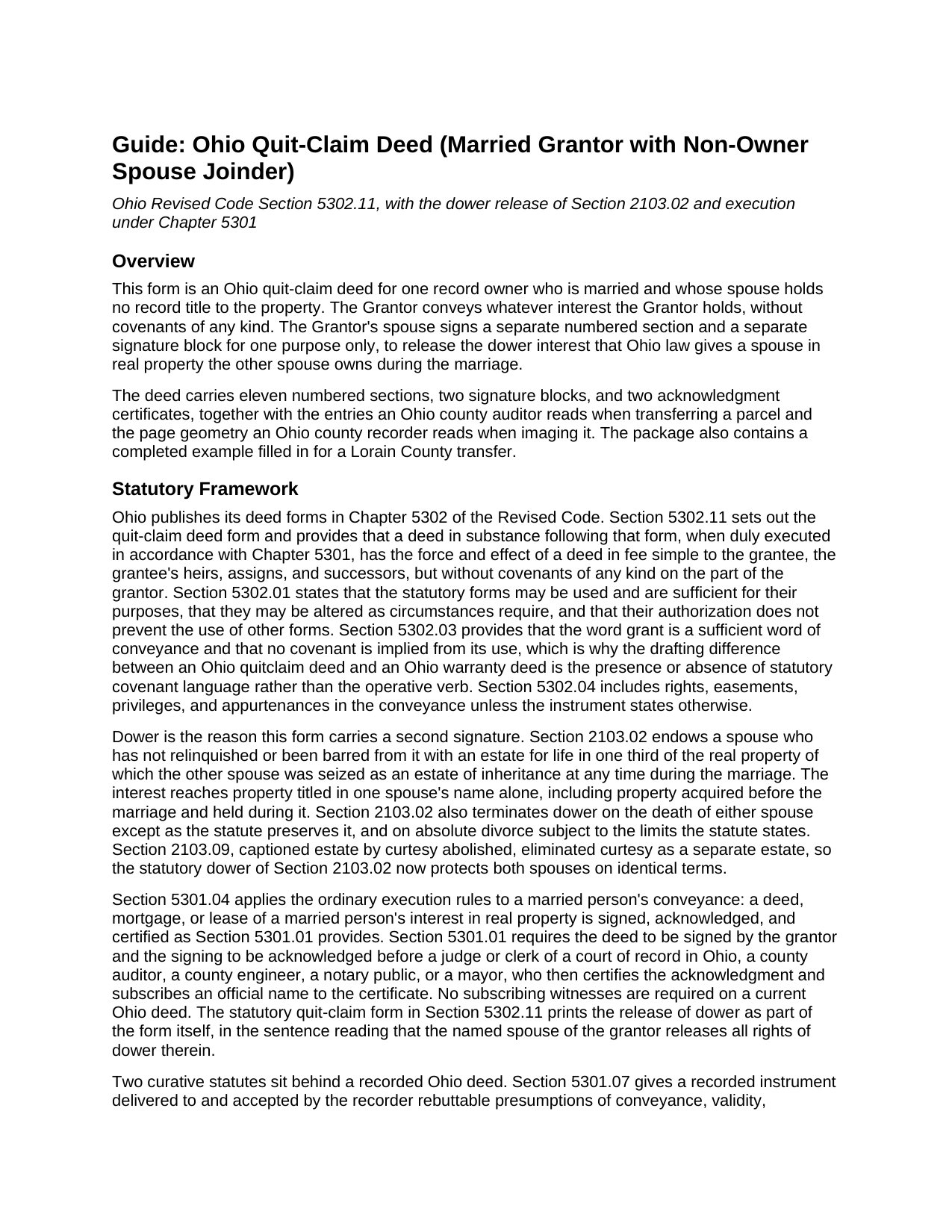 Putnam County Quitclaim Deed (Married Grantor with Non-Owner Spouse Joinder) Guide