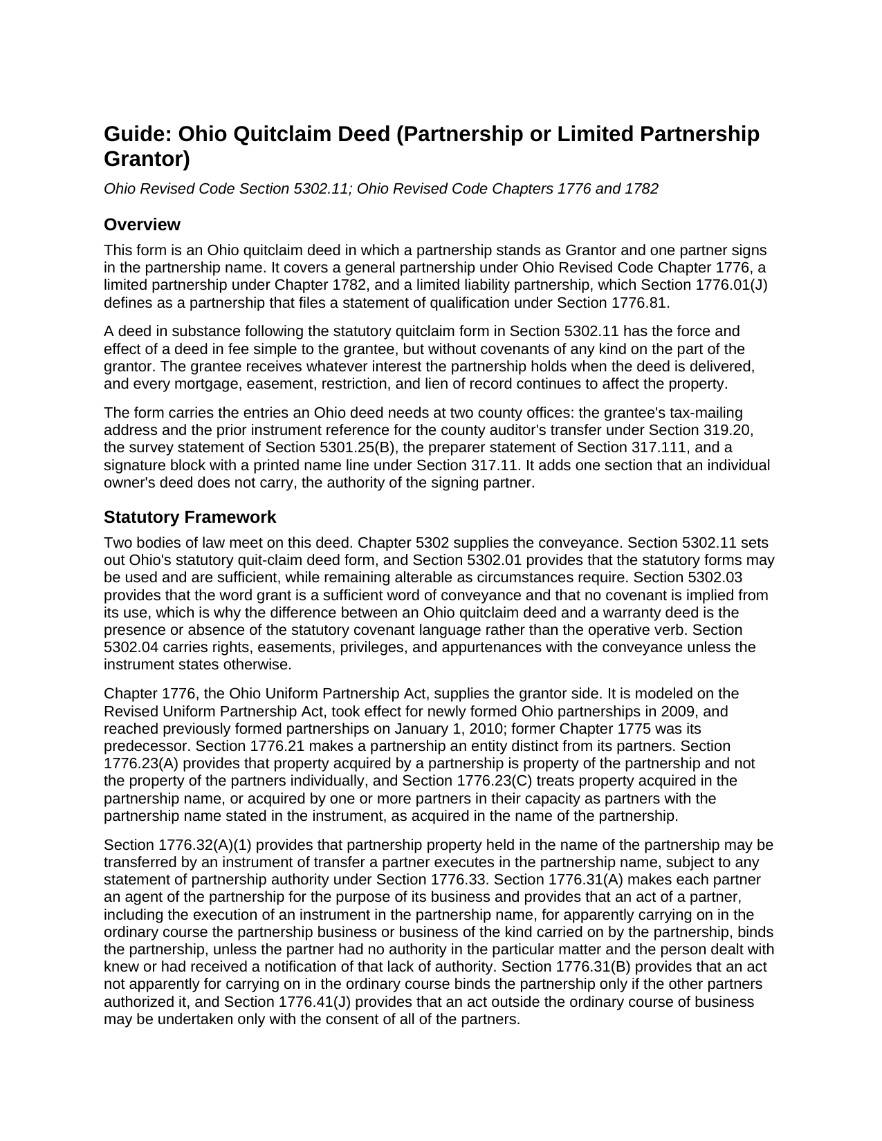 Madison County Quitclaim Deed (Partnership or Limited Partnership Grantor) Guide