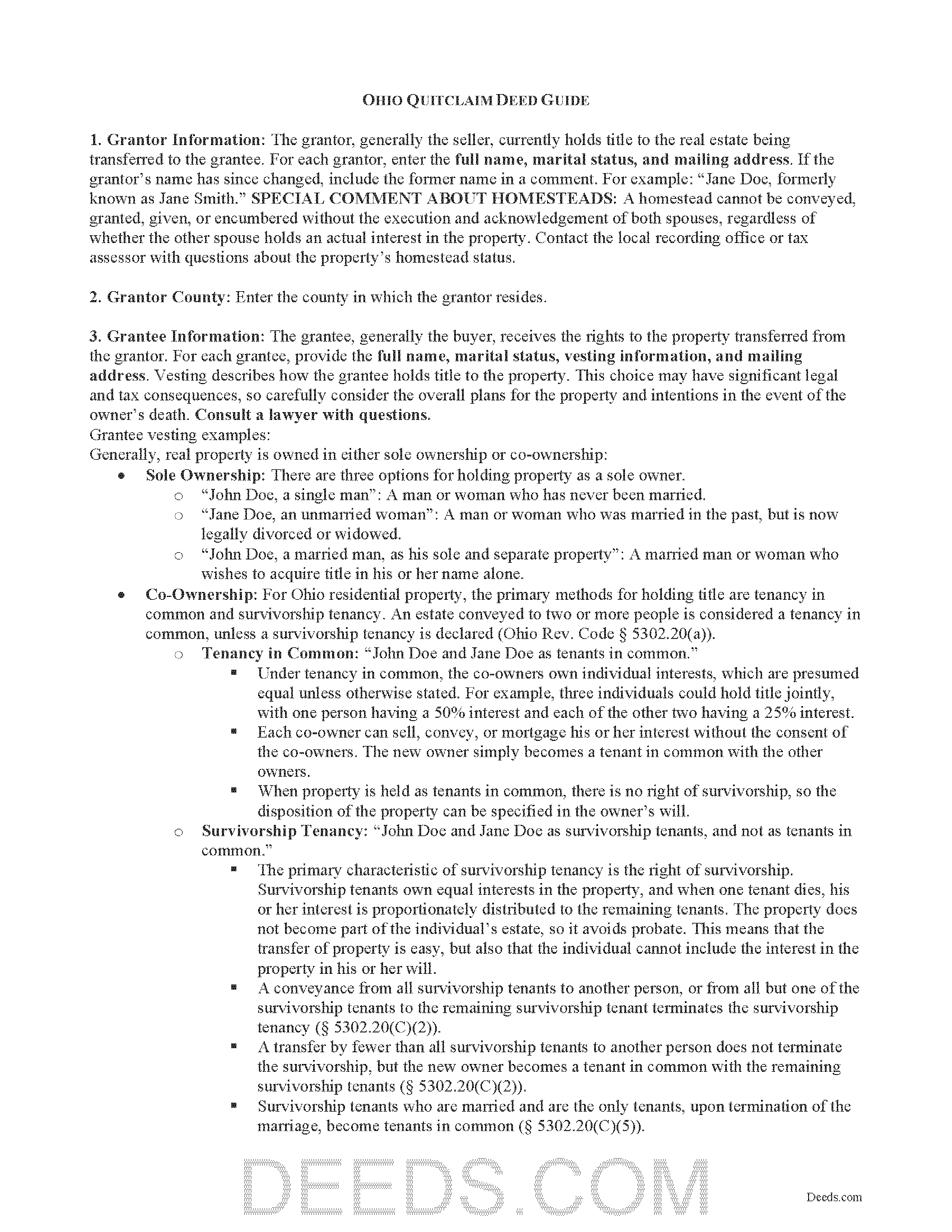 Hocking County Quitclaim Deed Guide