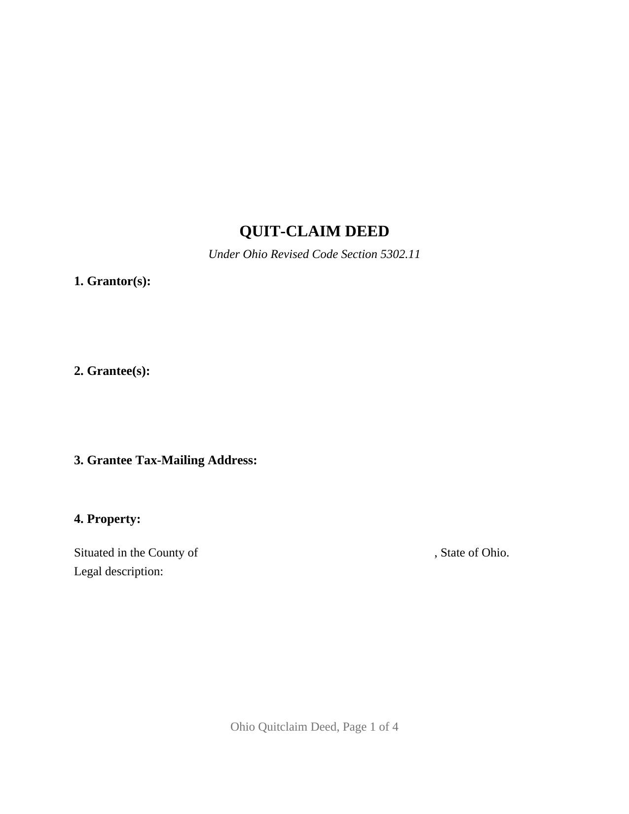 Huron County Quitclaim Deed Form
