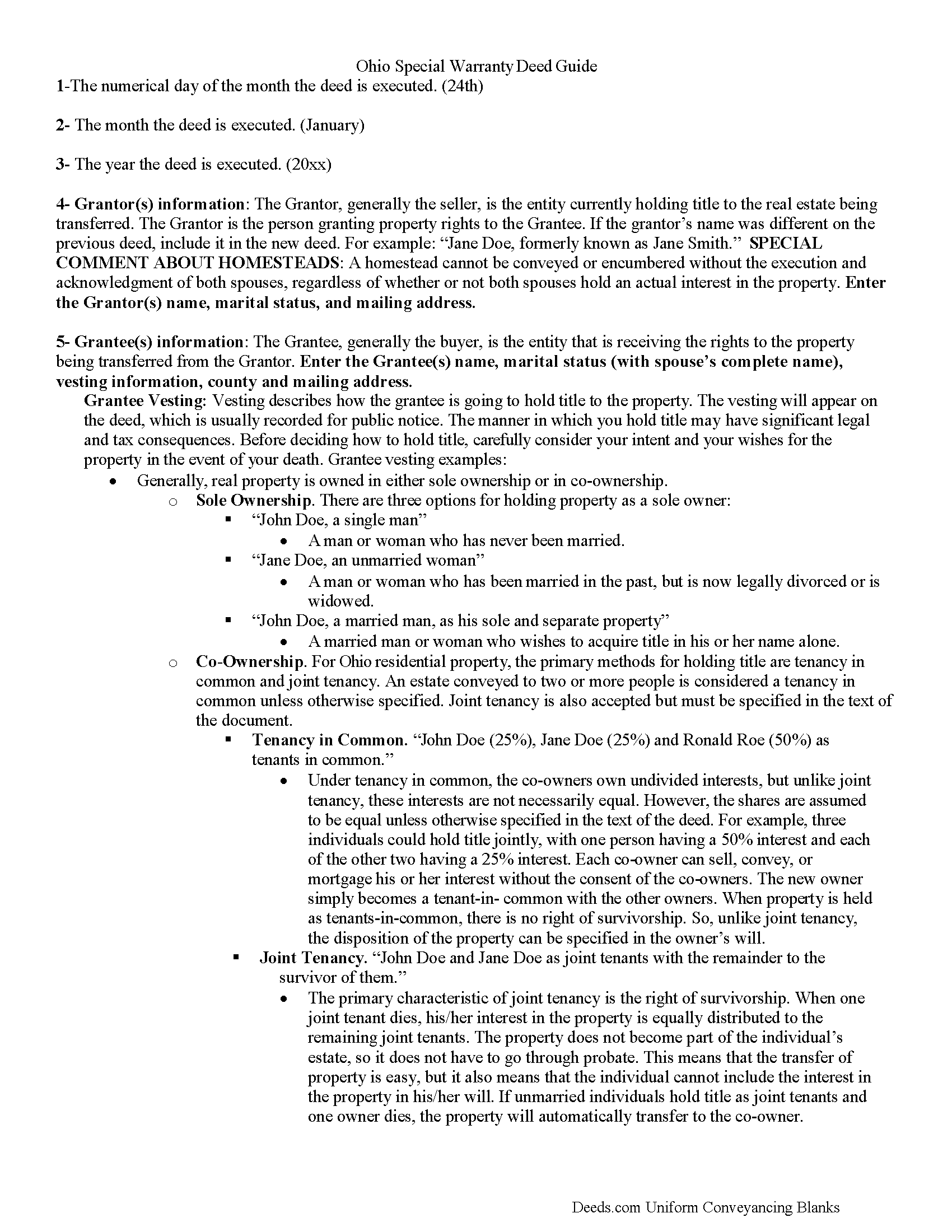 Pickaway County Special Warranty Deed Guide