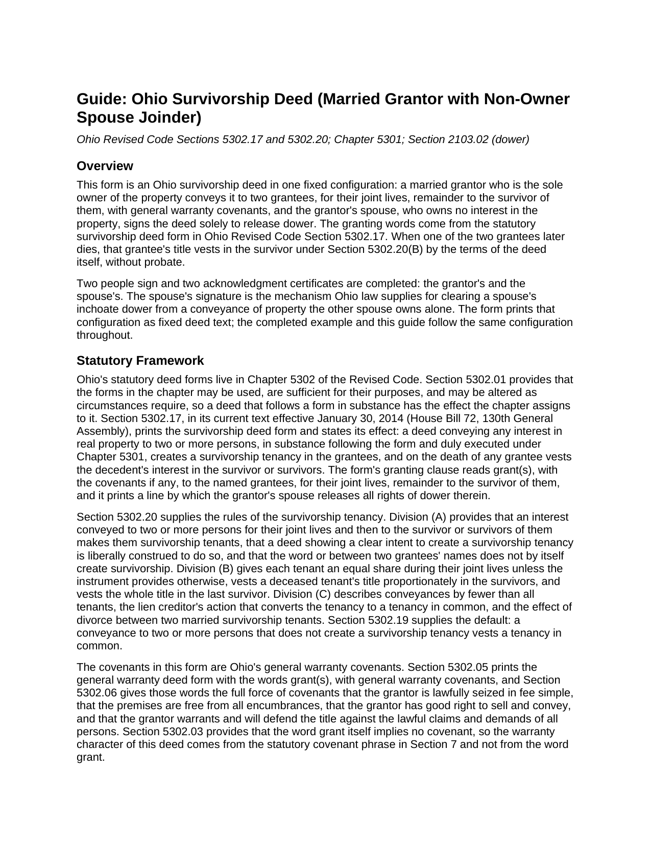 Monroe County Survivorship Deed (Married Grantor with Non-Owner Spouse Joinder) Guide