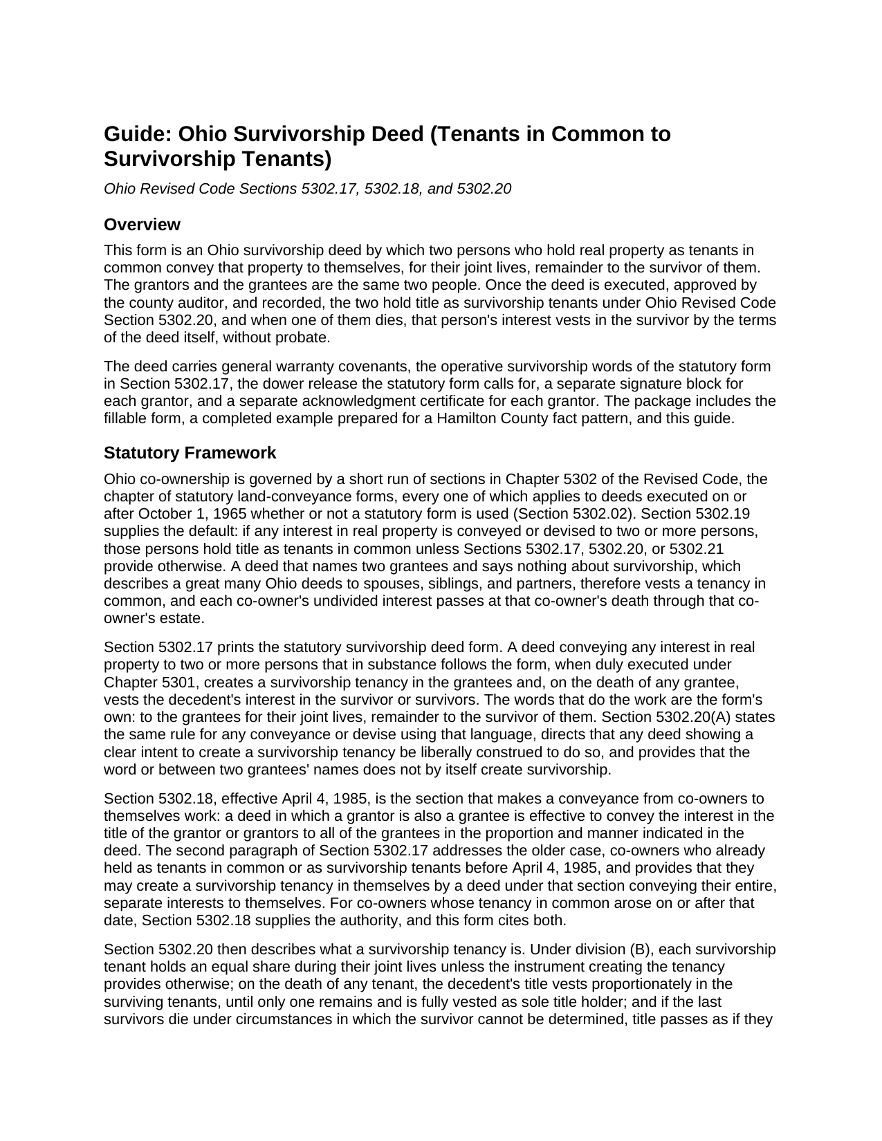 Monroe County Survivorship Deed (Tenants in Common to Survivorship Tenants) Guide