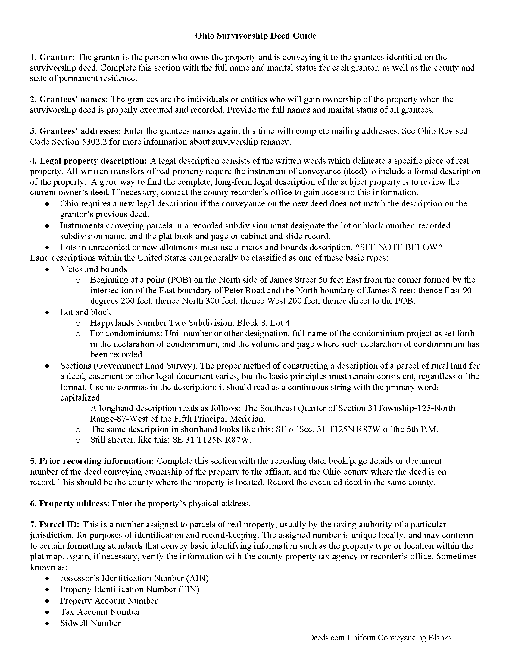 Hocking County Survivorship Deed Guide