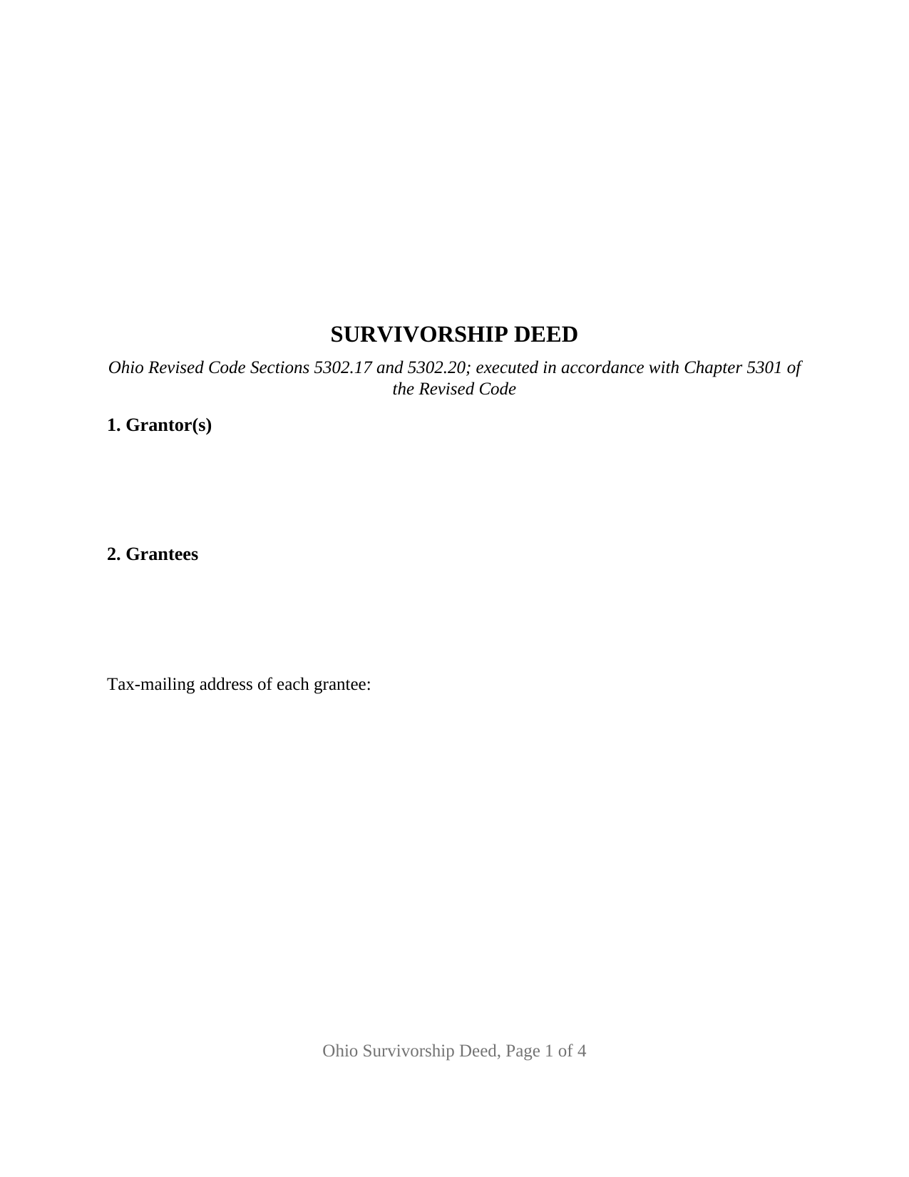 Paulding County Survivorship Deed Form