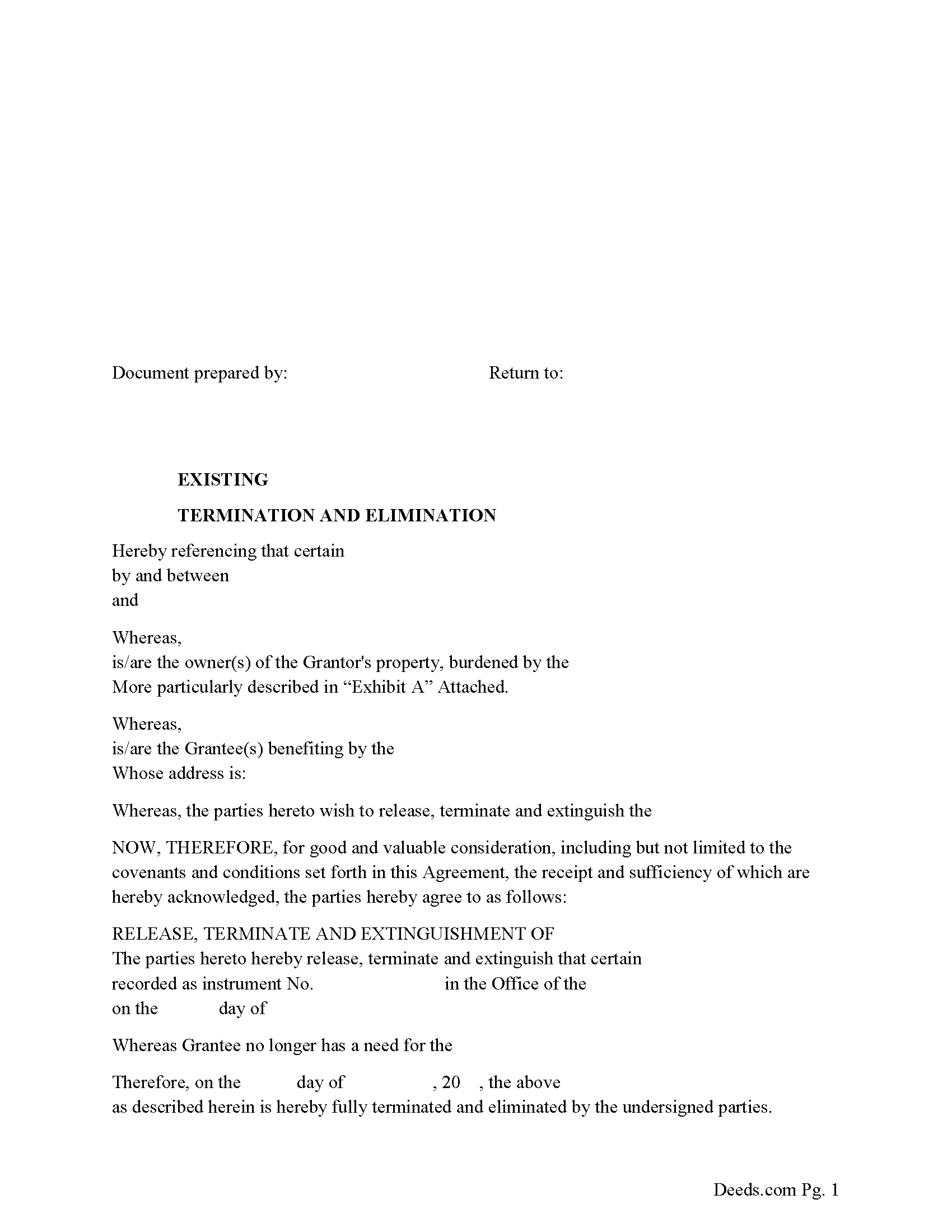Hocking County Release of Easement, Right of Way Form
