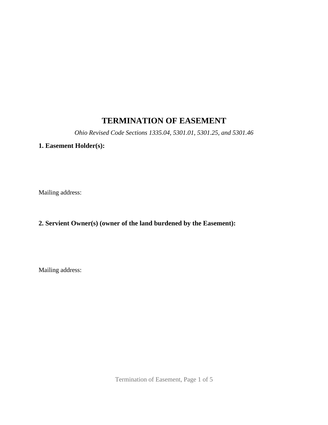 Wyandot County Termination of Easement Form