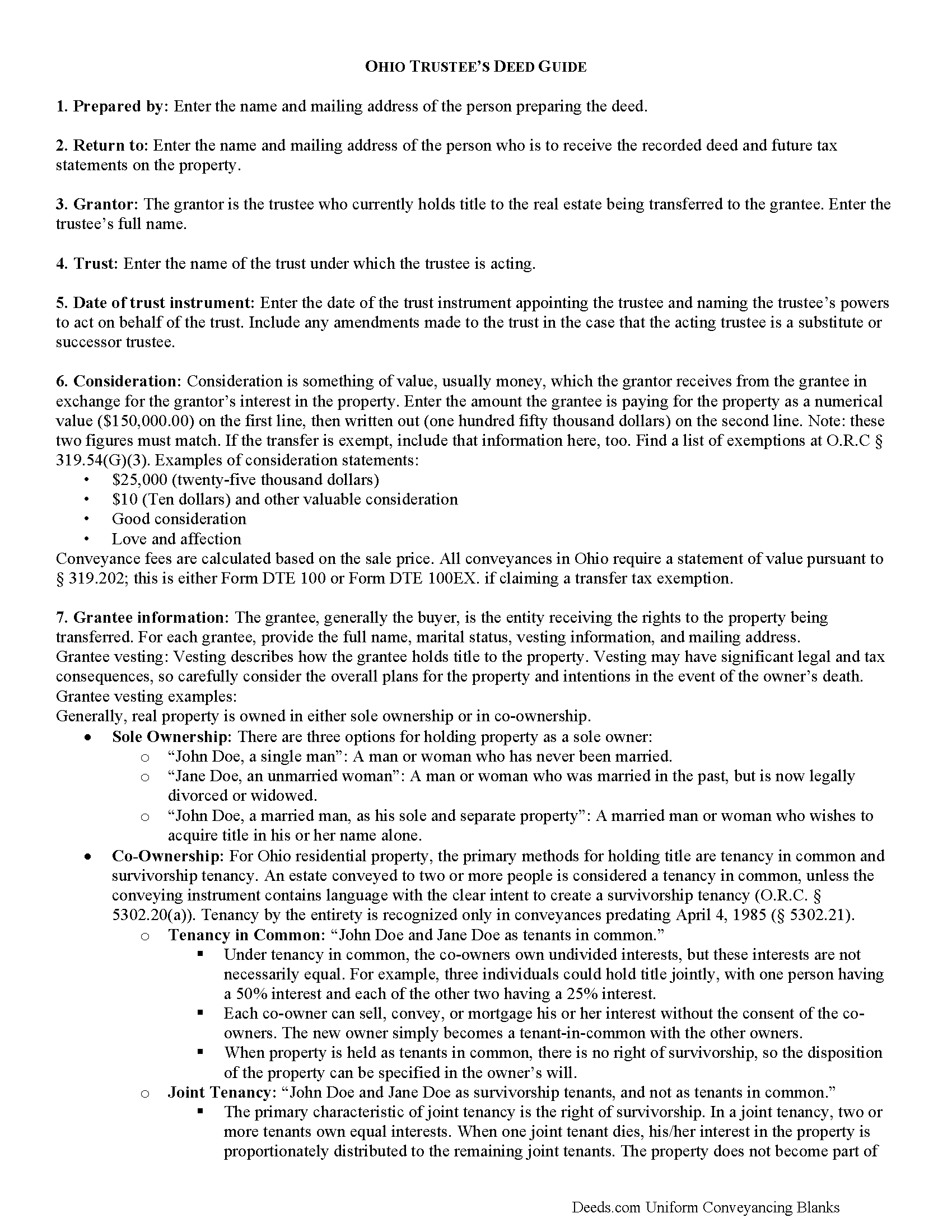 Hocking County Trustee Deed Guide