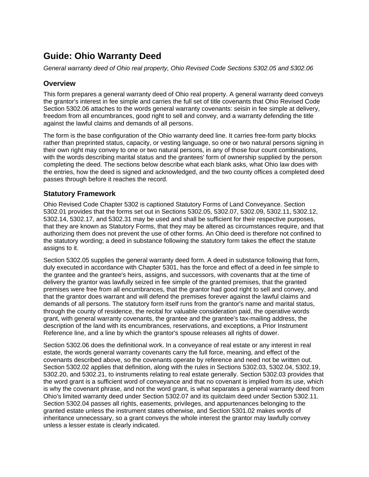 Huron County Warranty Deed Guide
